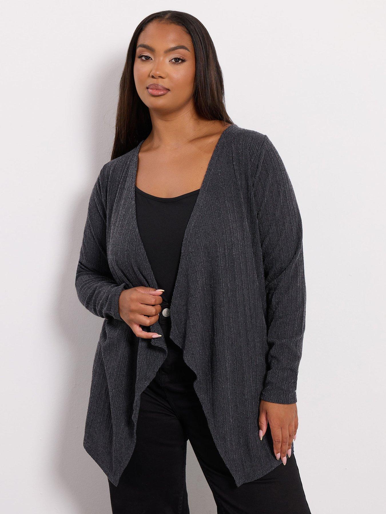 undefined Curve Waterfall Cardigan - Grey