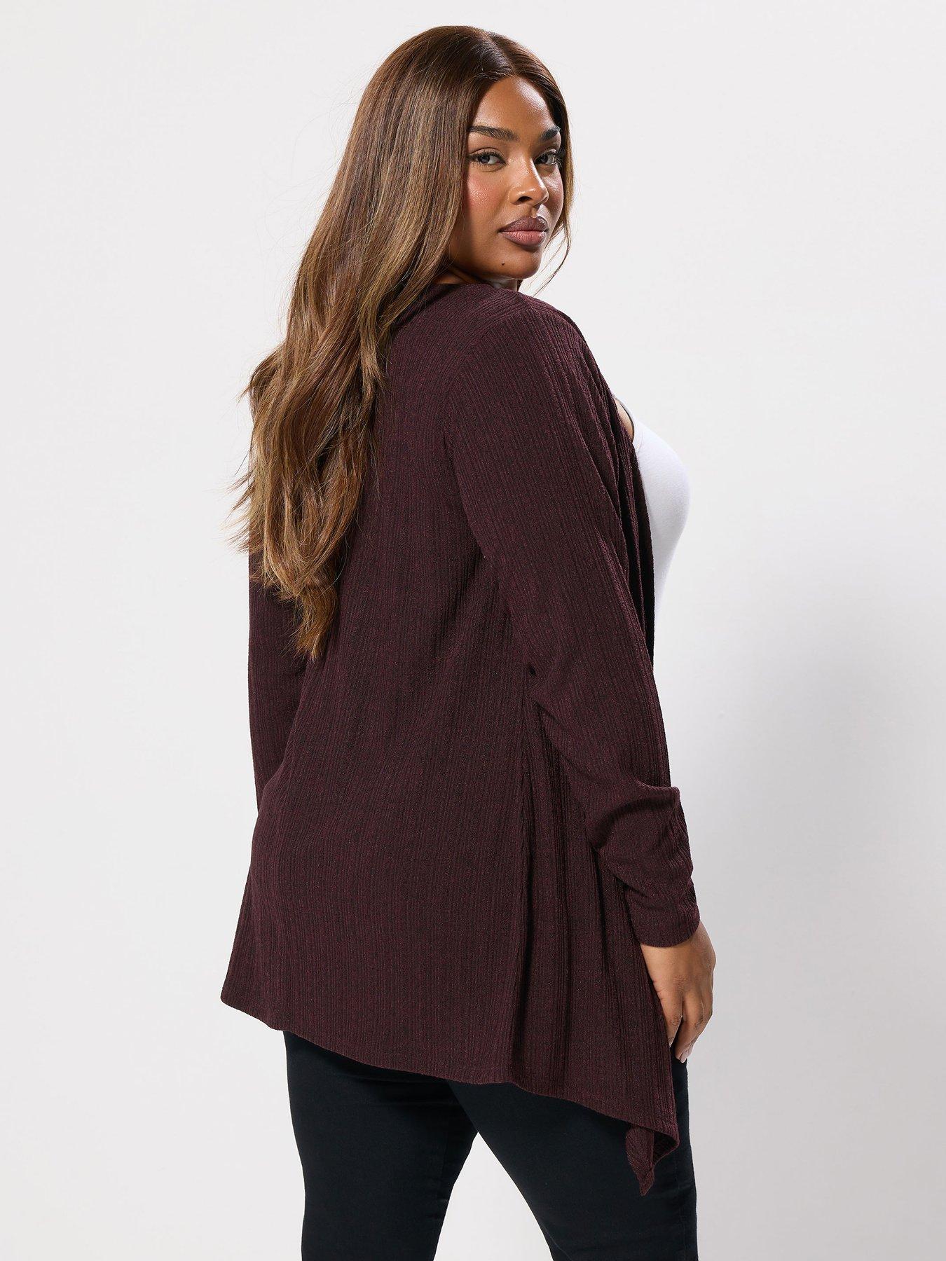 Image 2 of 4 of Yours Curve Waterfall Cardigan - Purple