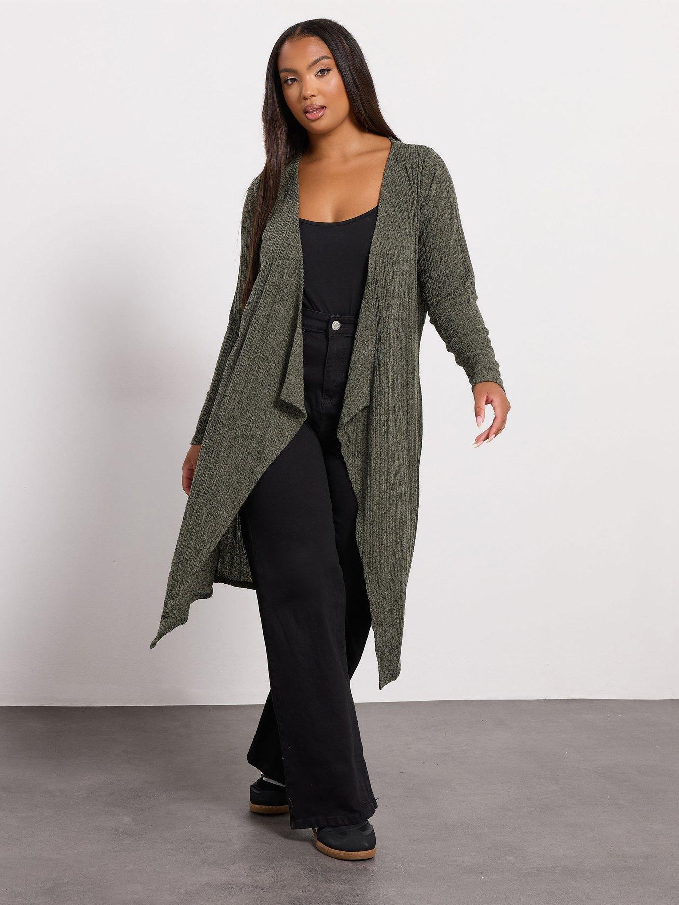 yours-curve-waterfall-midaxi-cardigan-green