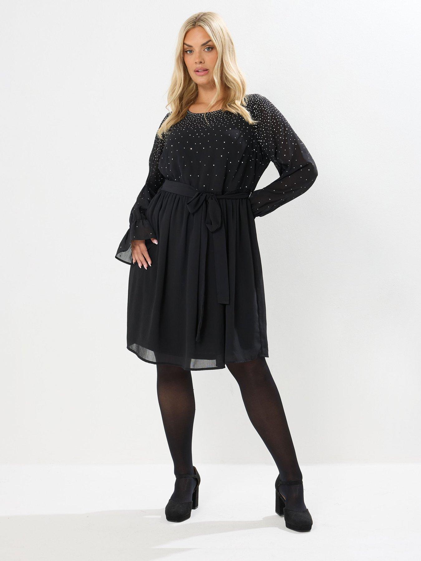  image of yours-curve-diamante-trickle-dress-black