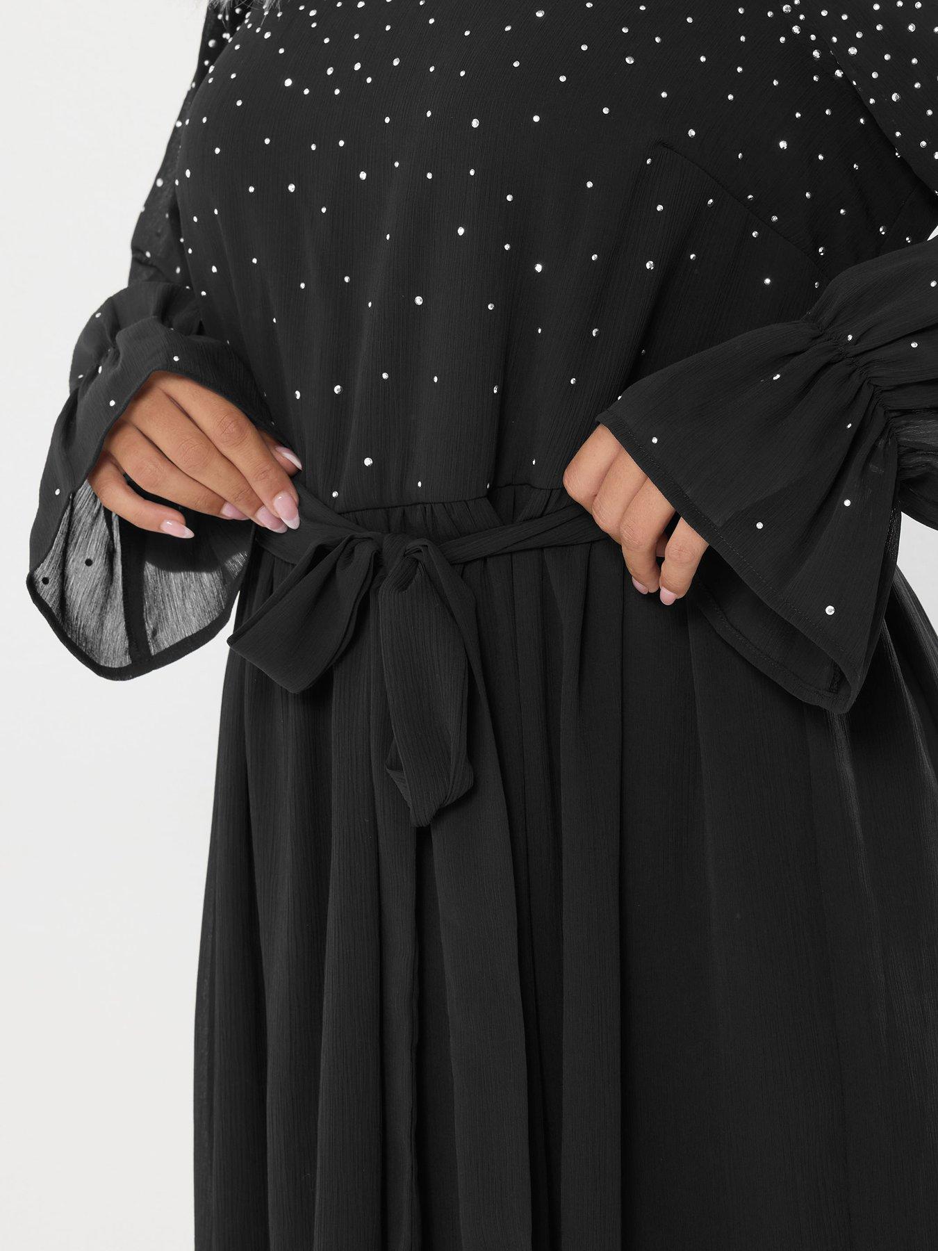  image of yours-curve-diamante-trickle-dress-black