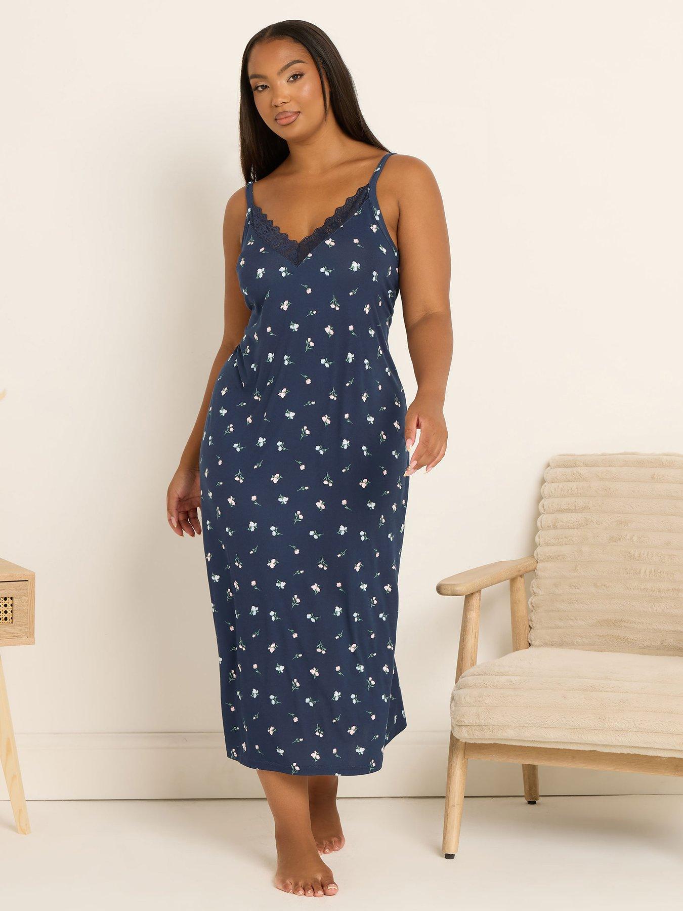 Yours Curve Soft Touch Midaxi Chemise - Blue