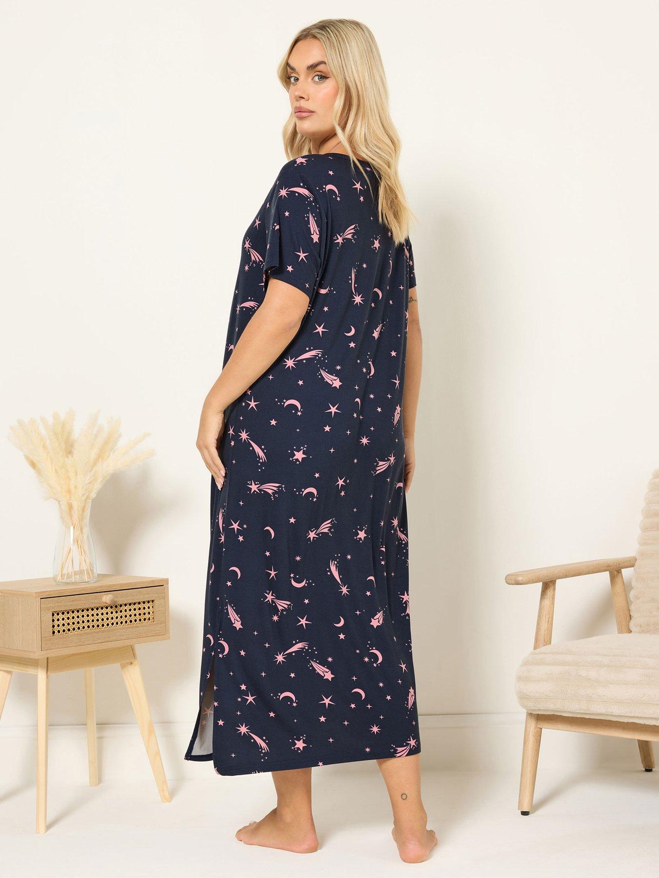 Image 2 of 4 of Yours Curve Soft Touch Midaxi Nightdress - Blue