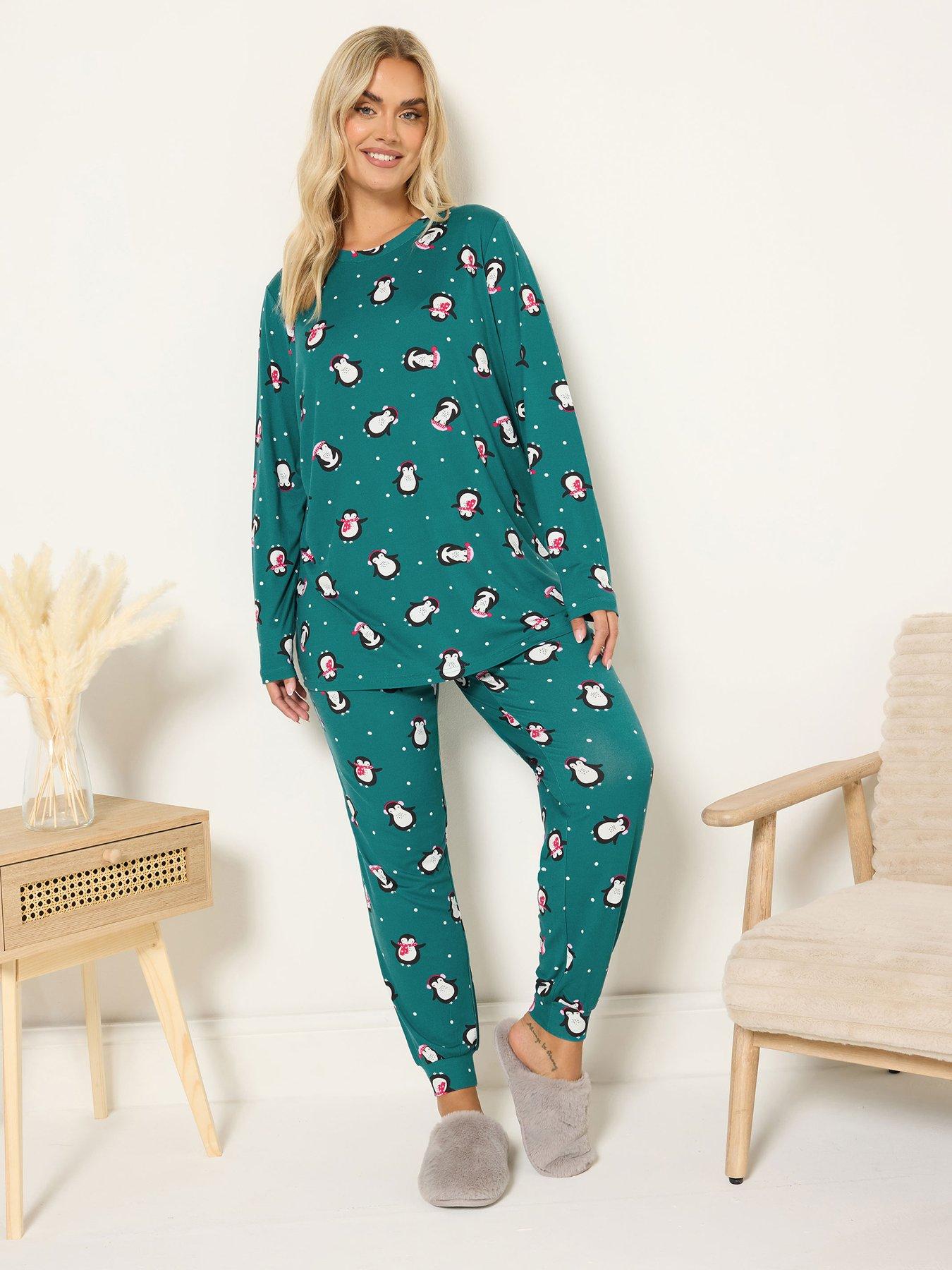 Image 3 of 4 of Yours Curve Soft Touch Penguins Pj Set - Blue