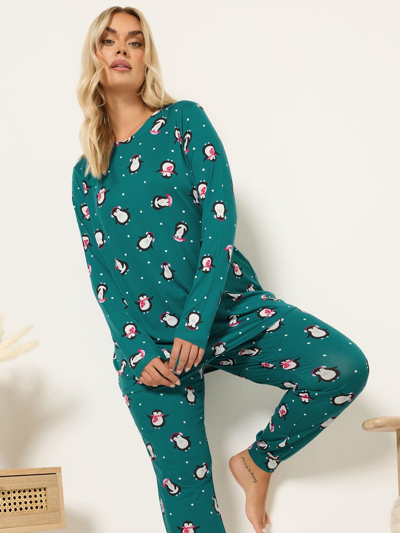 Image 4 of 4 of Yours Curve Soft Touch Penguins Pj Set - Blue