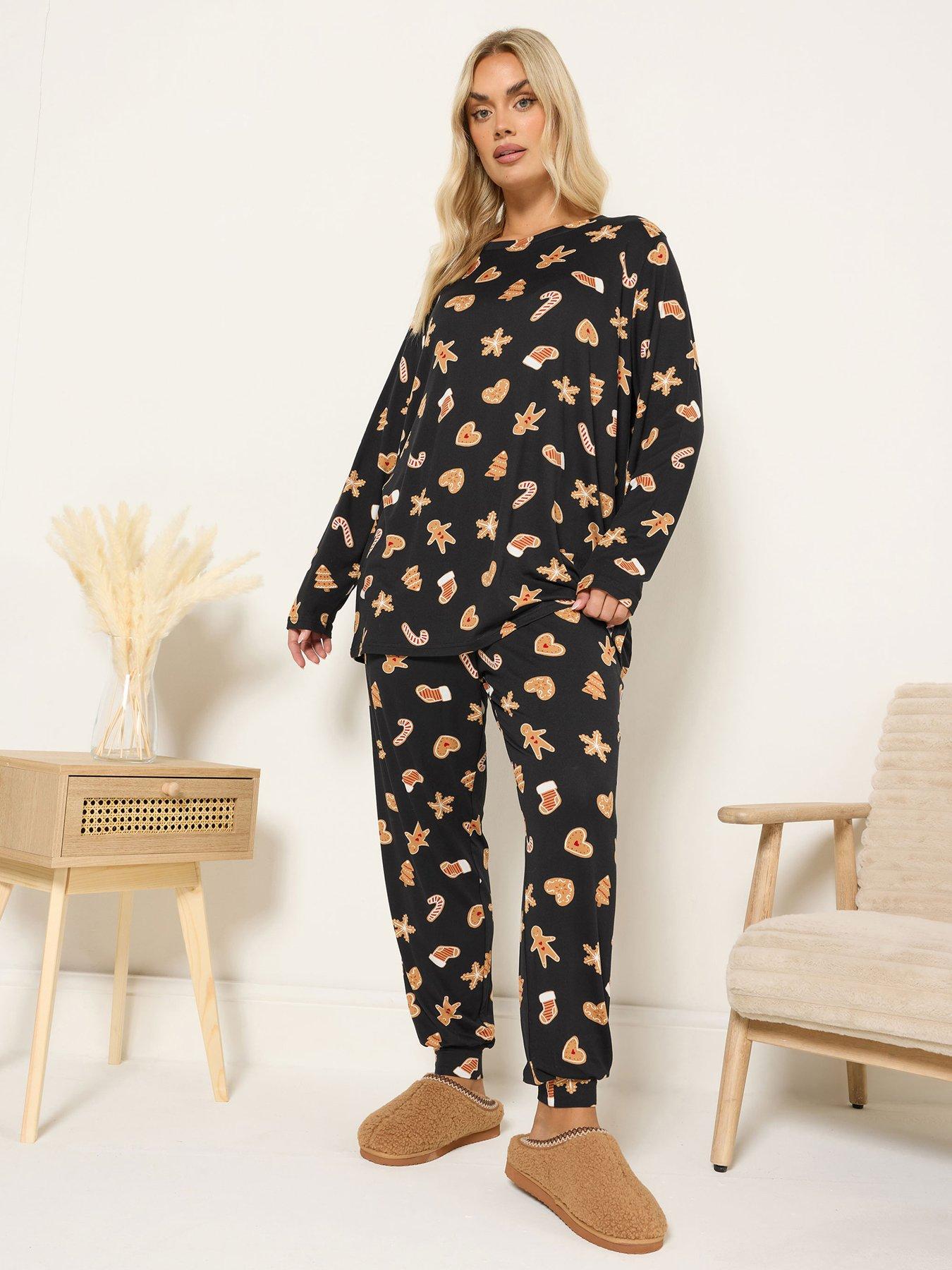  image of yours-curve-soft-touch-gingerbread-pj-set-black