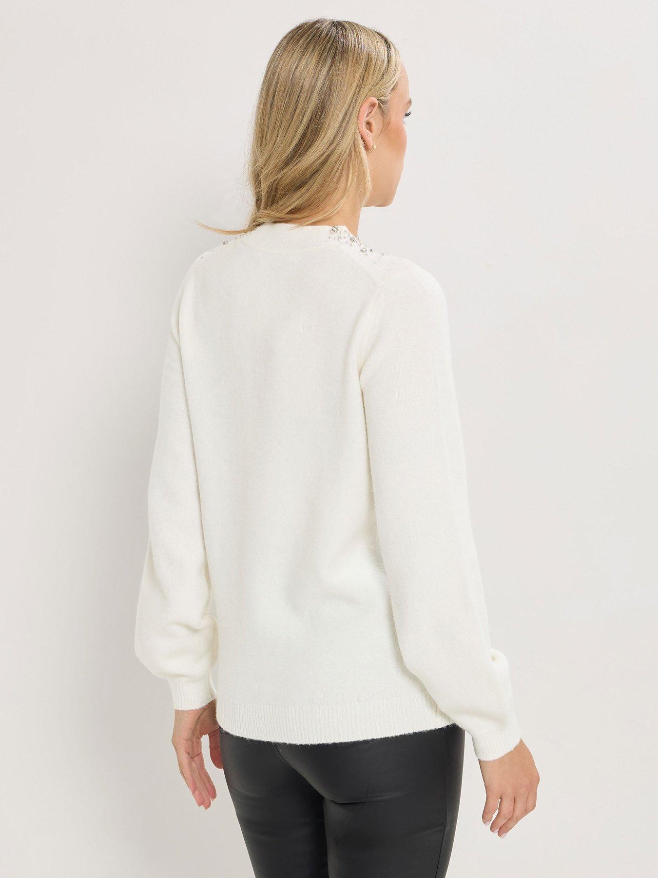  image of long-tall-sally-embellished-bead-jumper-ivory
