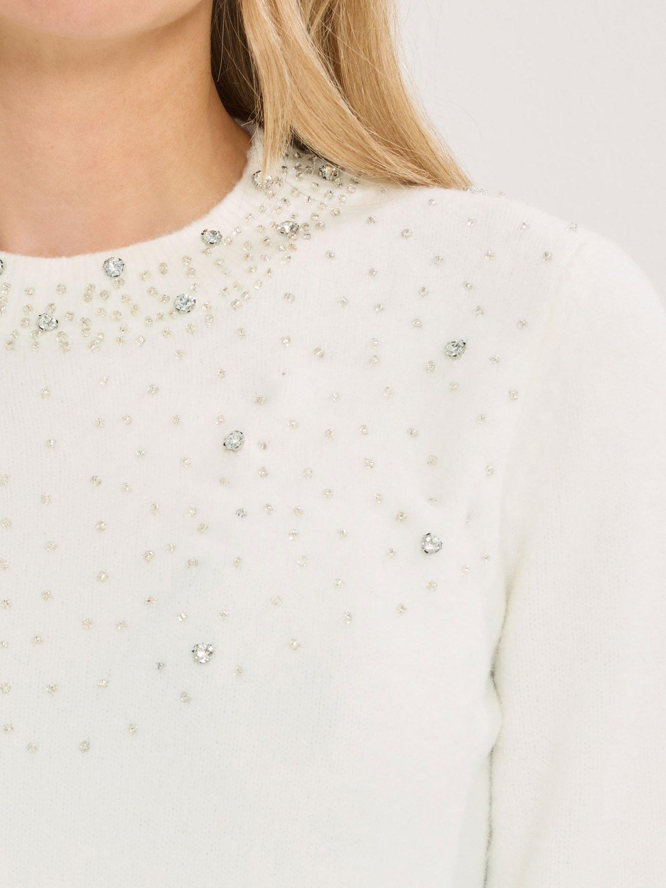  image of long-tall-sally-embellished-bead-jumper-ivory