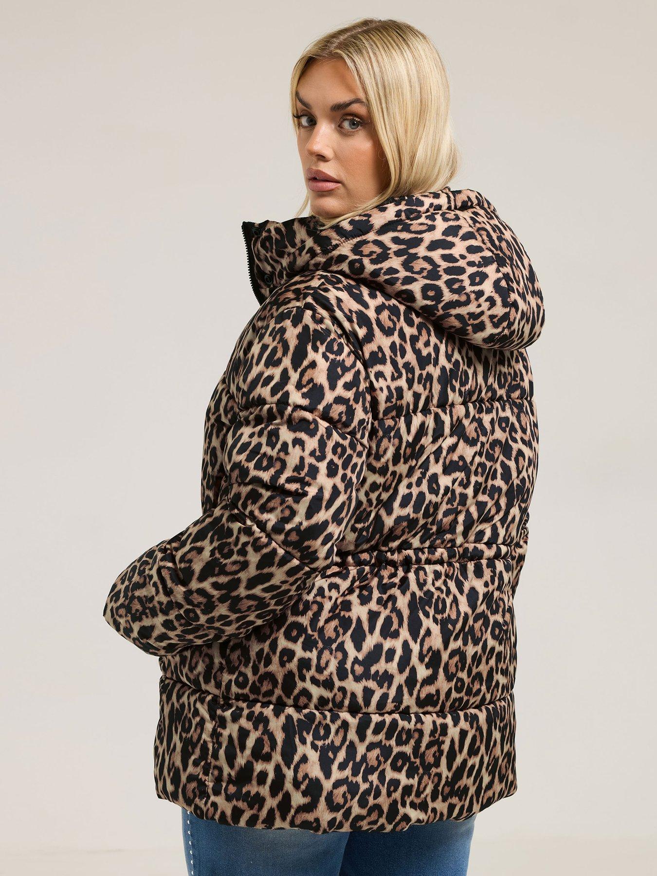 Image 2 of 4 of Yours Curve Padded Jacket Leopard - Brown