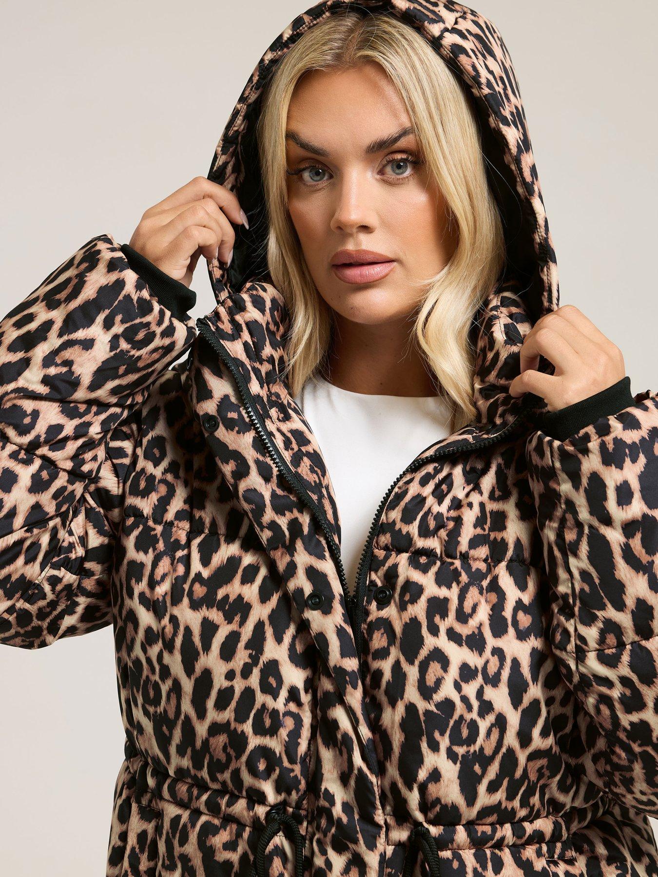 Image 4 of 4 of Yours Curve Padded Jacket Leopard - Brown