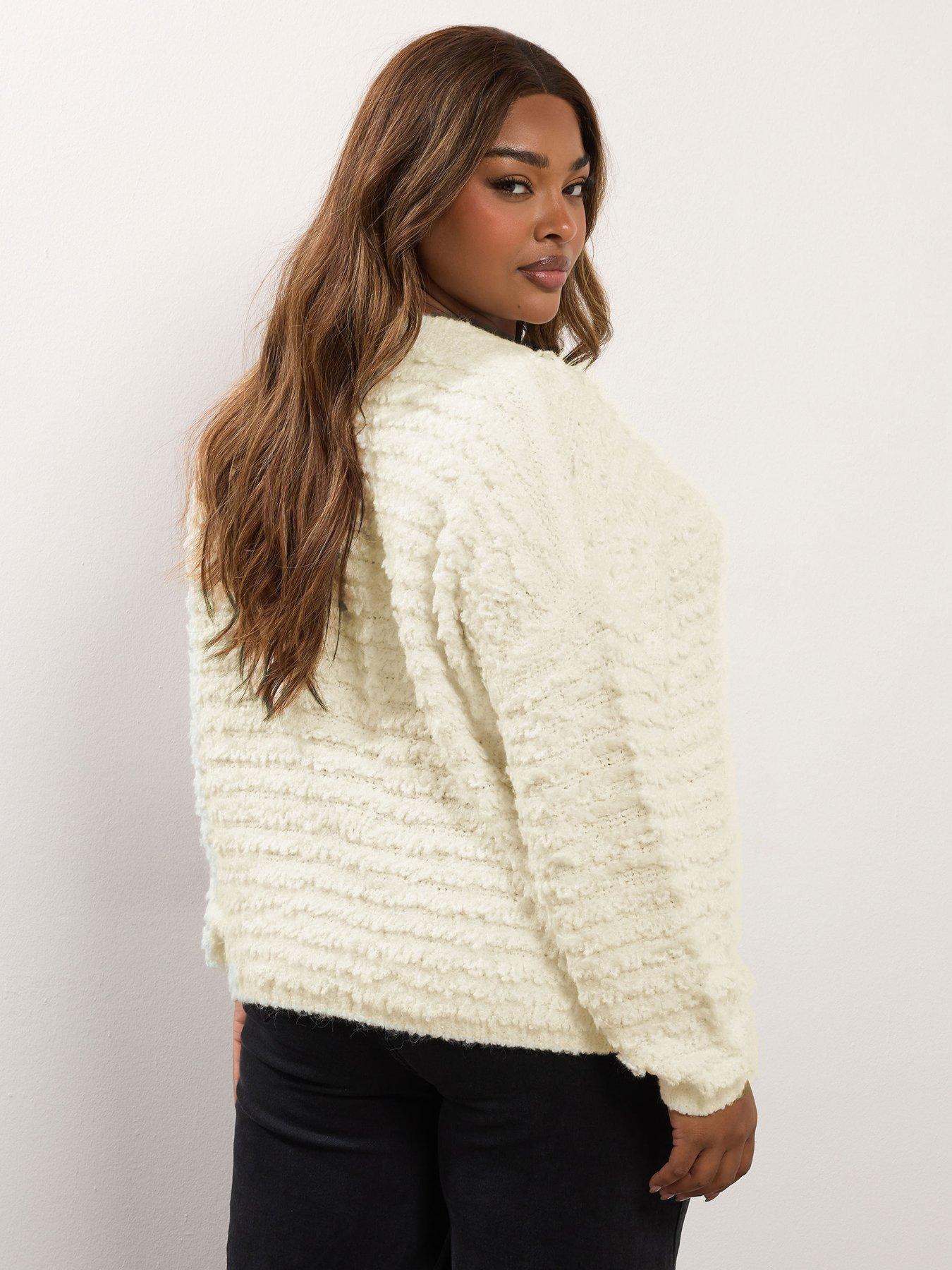 Image 2 of 4 of Yours Curve Lace Hem Jumper - Ivory