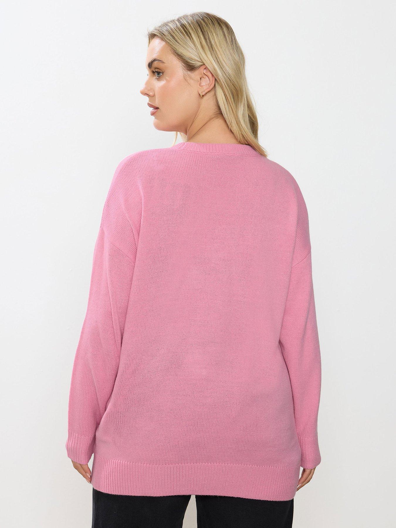stillFront image of yours-curve-candy-cane-jumper-pink