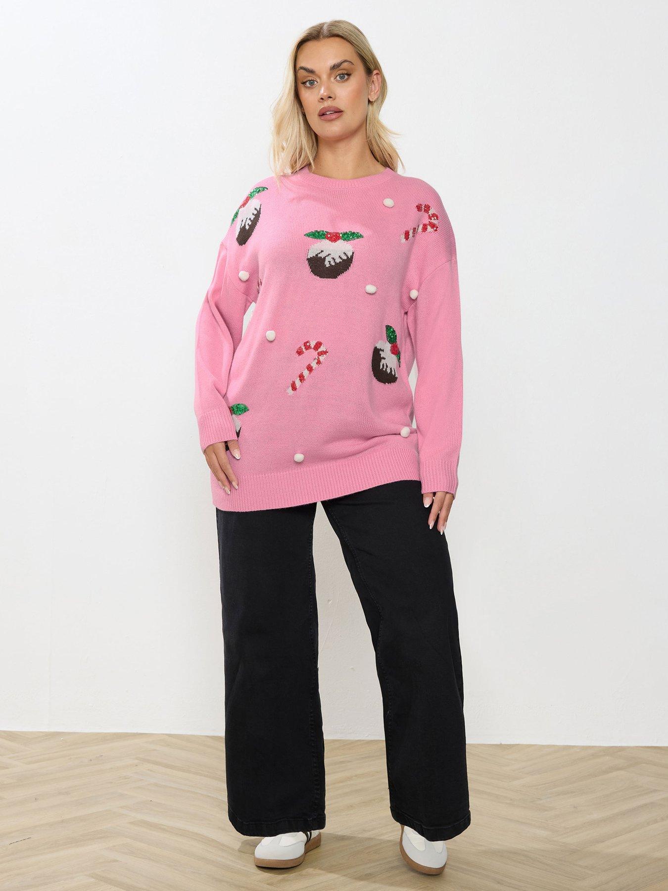  image of yours-curve-candy-cane-jumper-pink