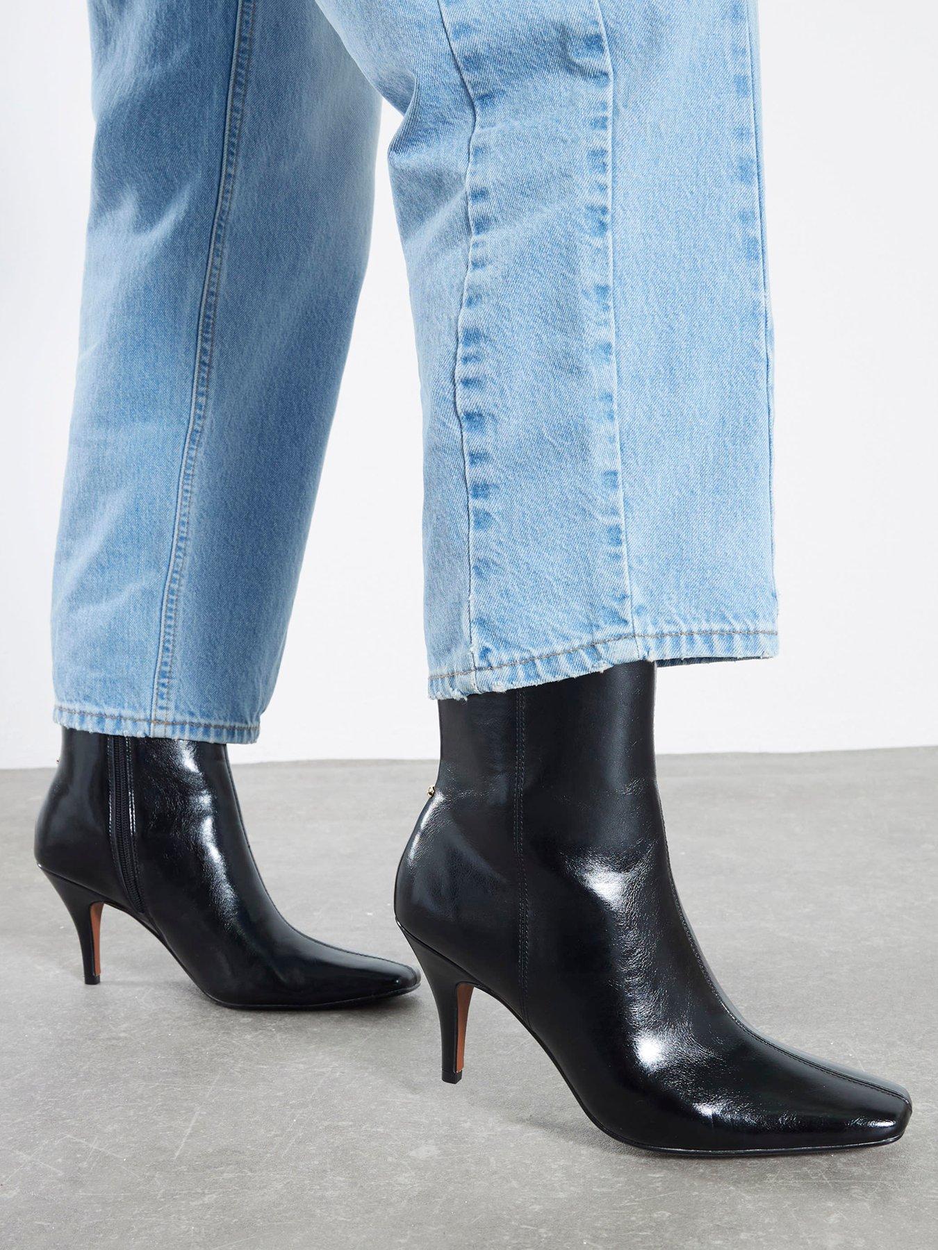 River Island Chisel Toe Heeled Ankle Boot - Black