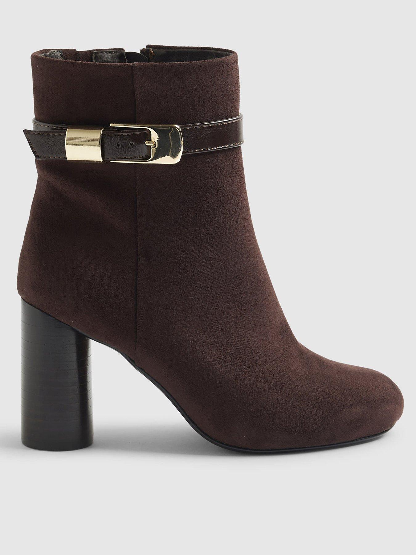 river-island-round-heeled-buckle-boot-brown