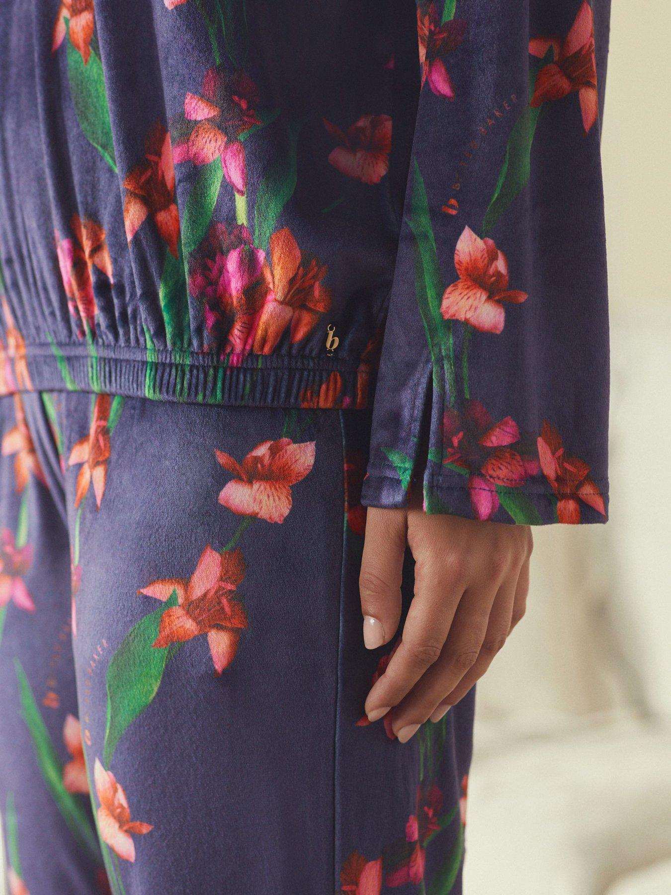 image of b-by-ted-baker-cosy-navy-floral-pyjama-set-navy
