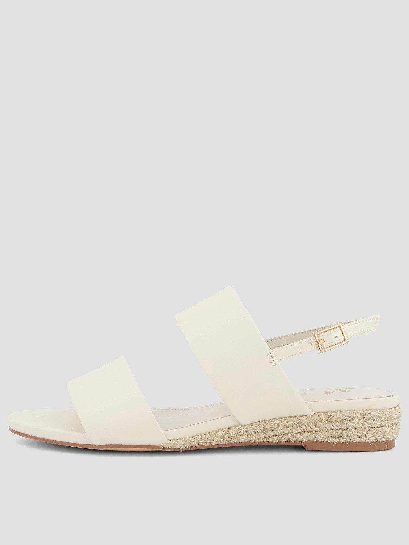 The Very Collection Wide Fit Low Strappy Wedge Sandals - Cream