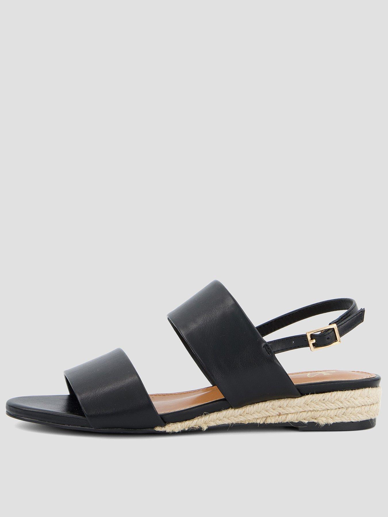 The Very Collection Wide Fit Low Strappy Wedge Sandal - Black