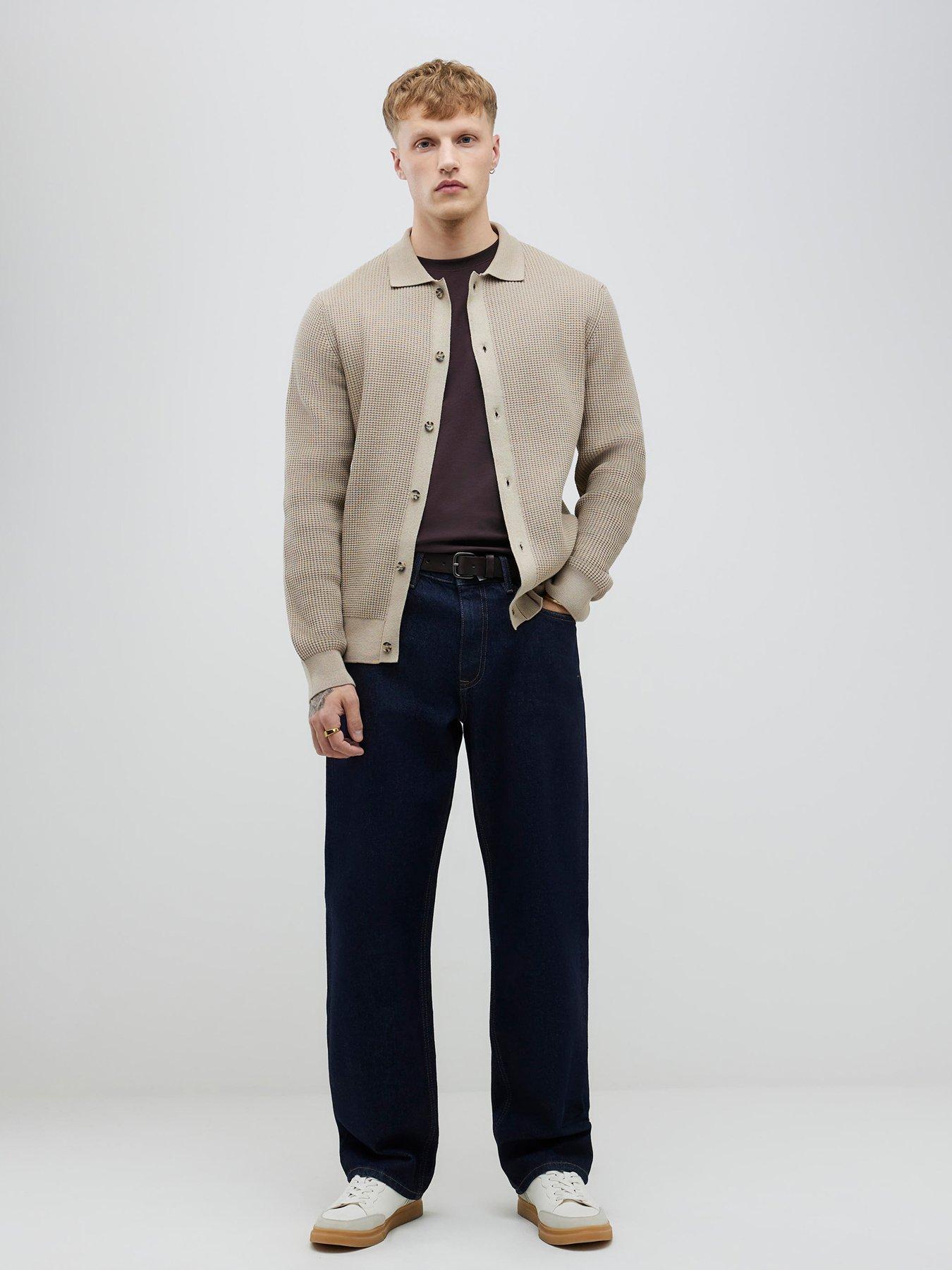 Image 1 of 4 of River Island Button Up Knitted Cardigan - Beige