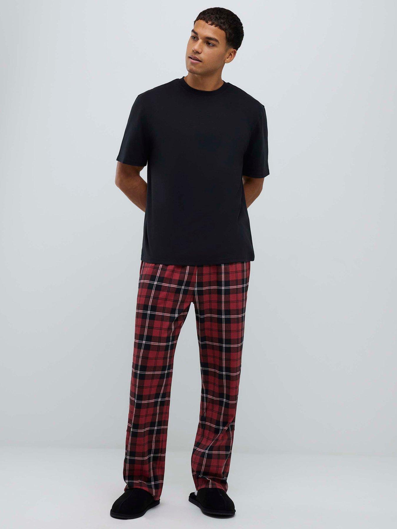 River Island Check Bottom Loungewear Pyjama Set - Red