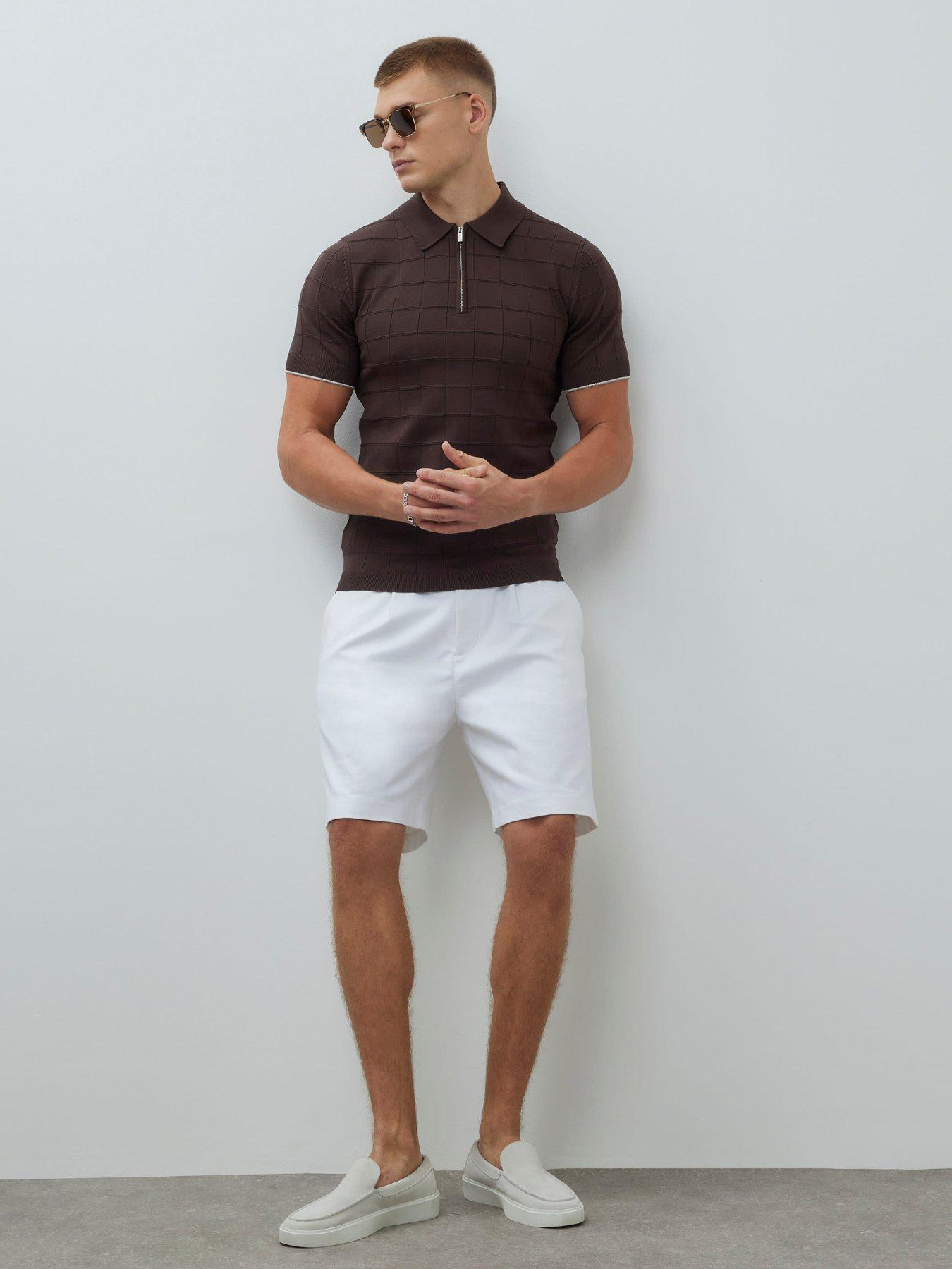 Image 3 of 4 of River Island River Island Short Sleeve Grid Muscle Polo Shirt