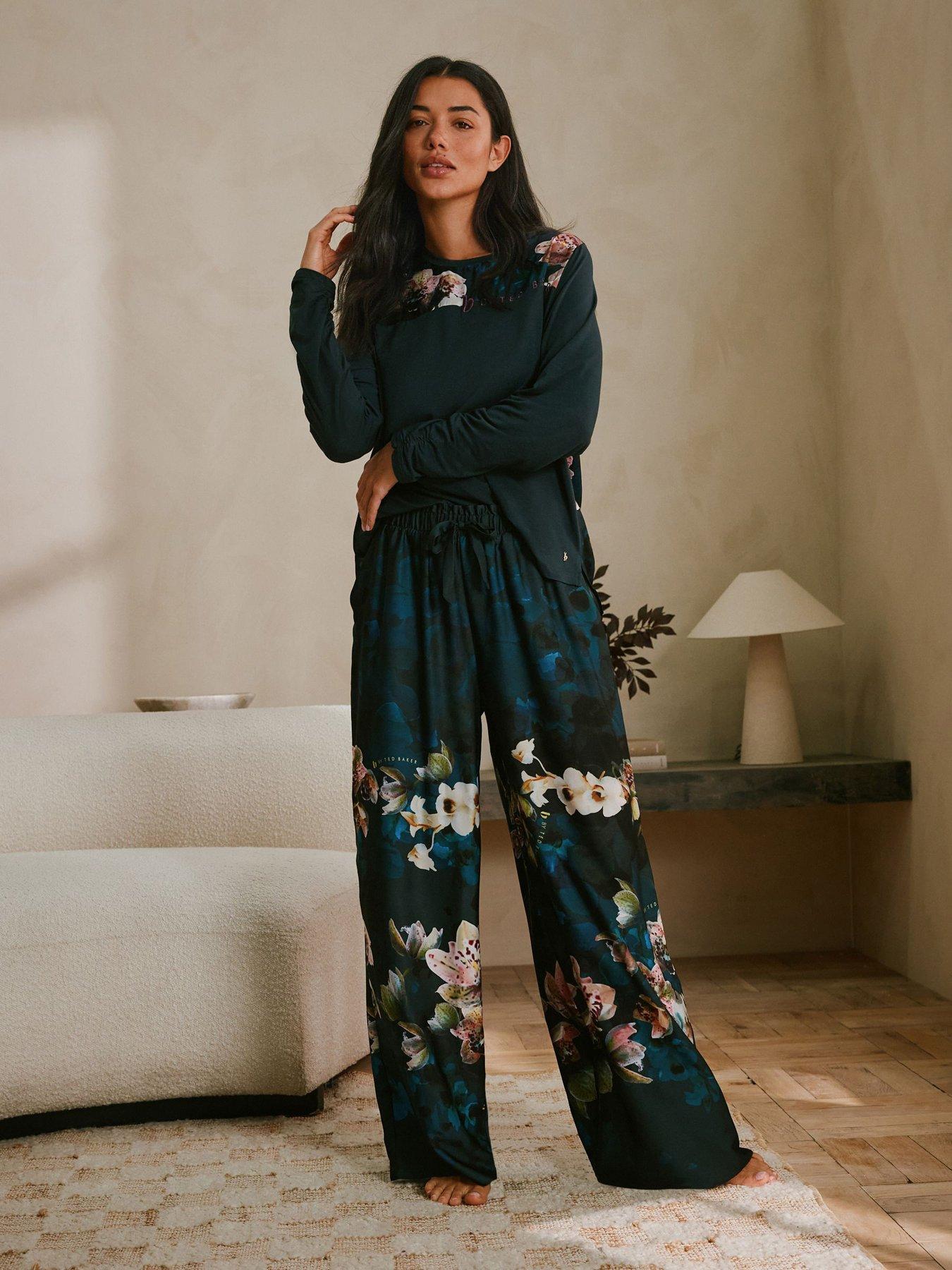 B By Ted Baker Jersey Viscose Teal Floral Long Sleeve Pyjamas - Blue