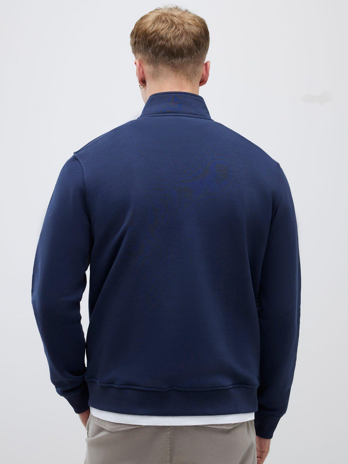 Image 2 of 4 of River Island Cord Pocket 1/2 Zip Sweatshirt - Navy
