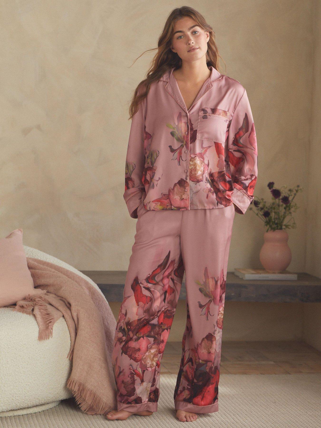 B By Ted Baker Floral Through Satin Pyjama Set - Pink