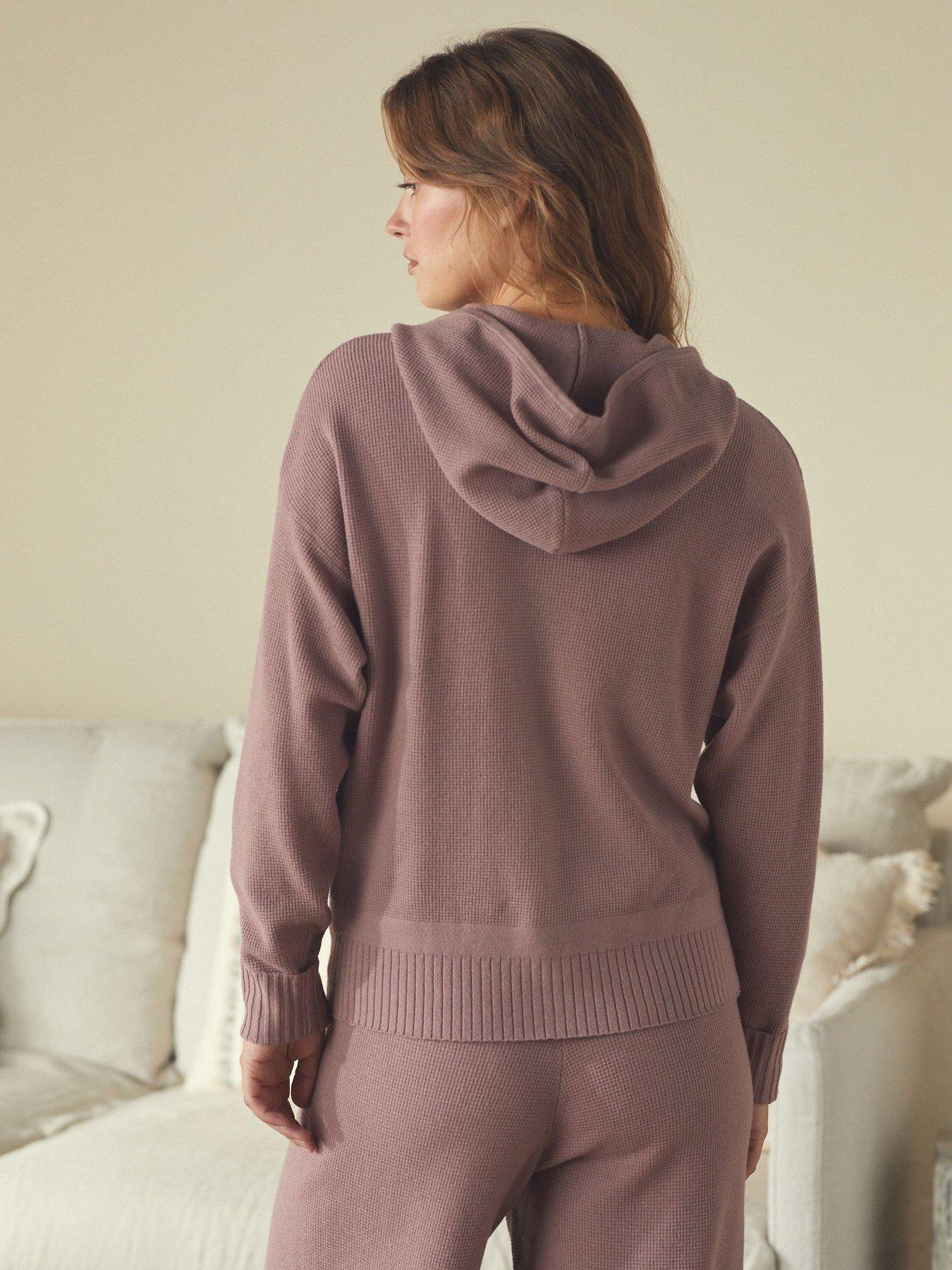 stillFront image of b-by-ted-baker-knit-zip-through-hoodie-pink