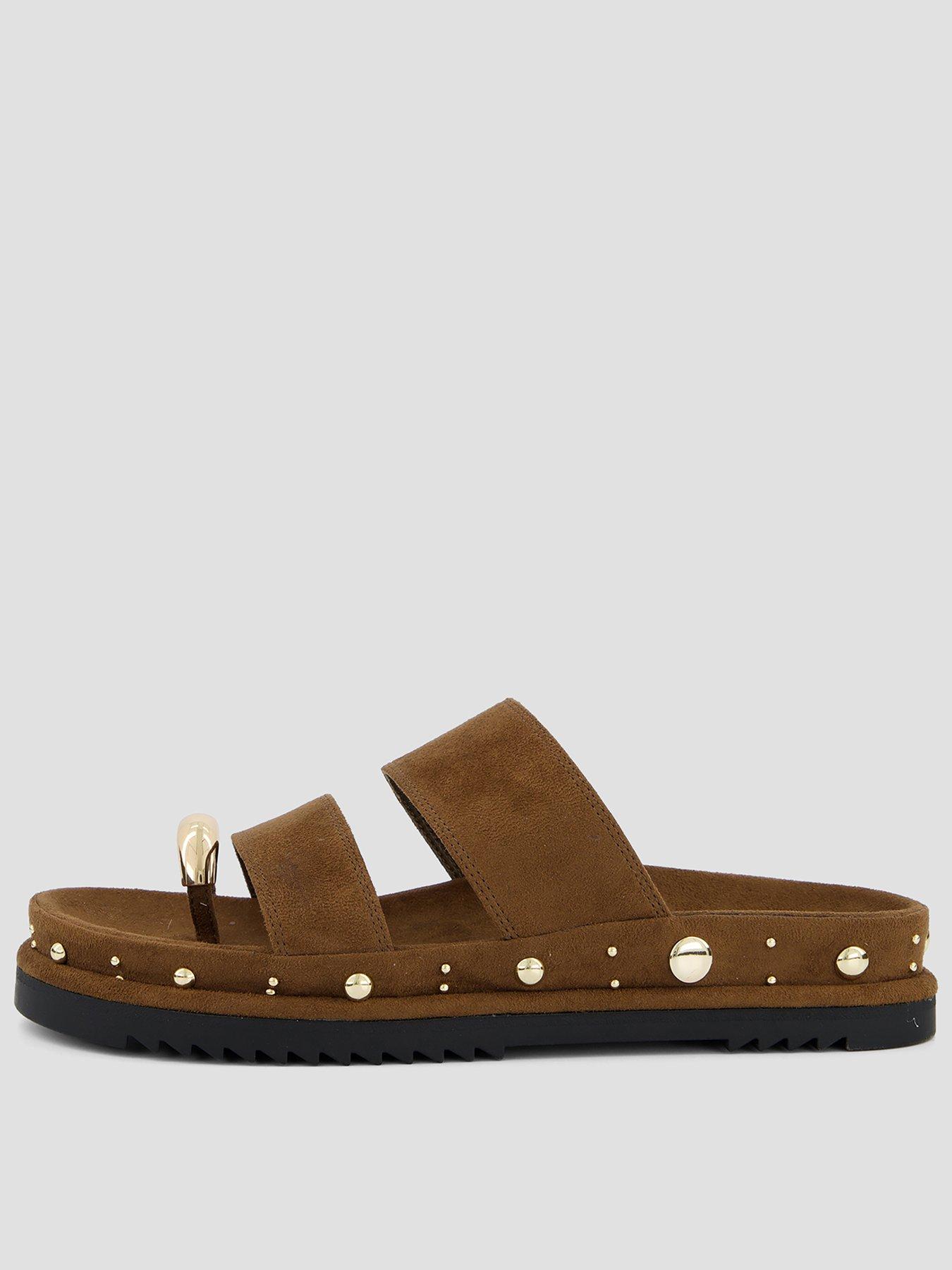 Image 1 of 7 of The Very Collection Double Strap Footbed Sandals - Brown