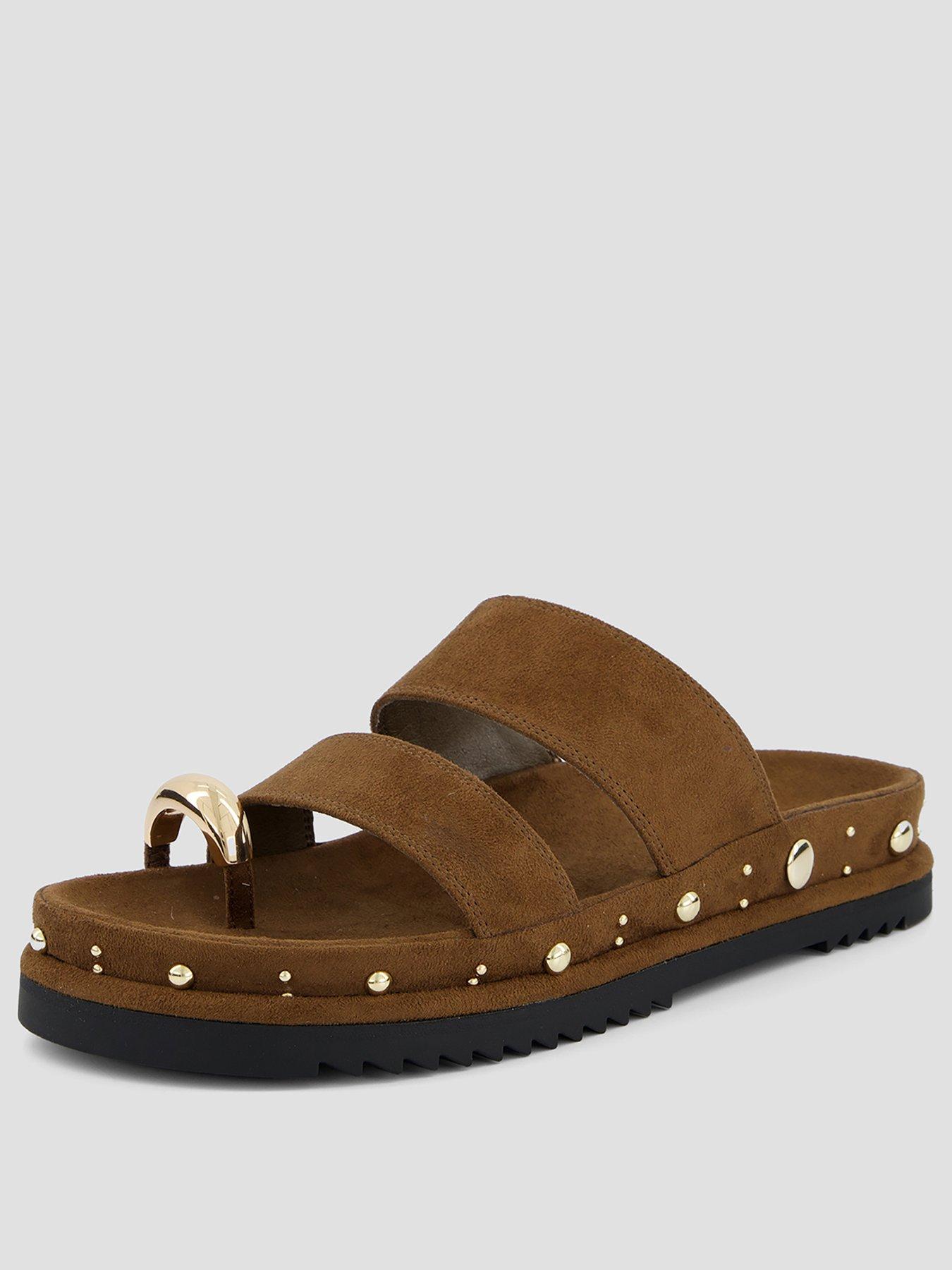 Image 2 of 7 of The Very Collection Double Strap Footbed Sandals - Brown