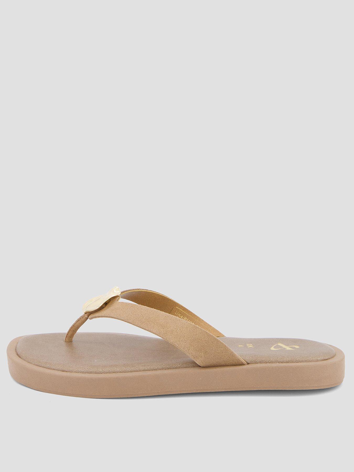 Image 2 of 7 of The Very Collection Leather Thong Flat Sandal - Beige