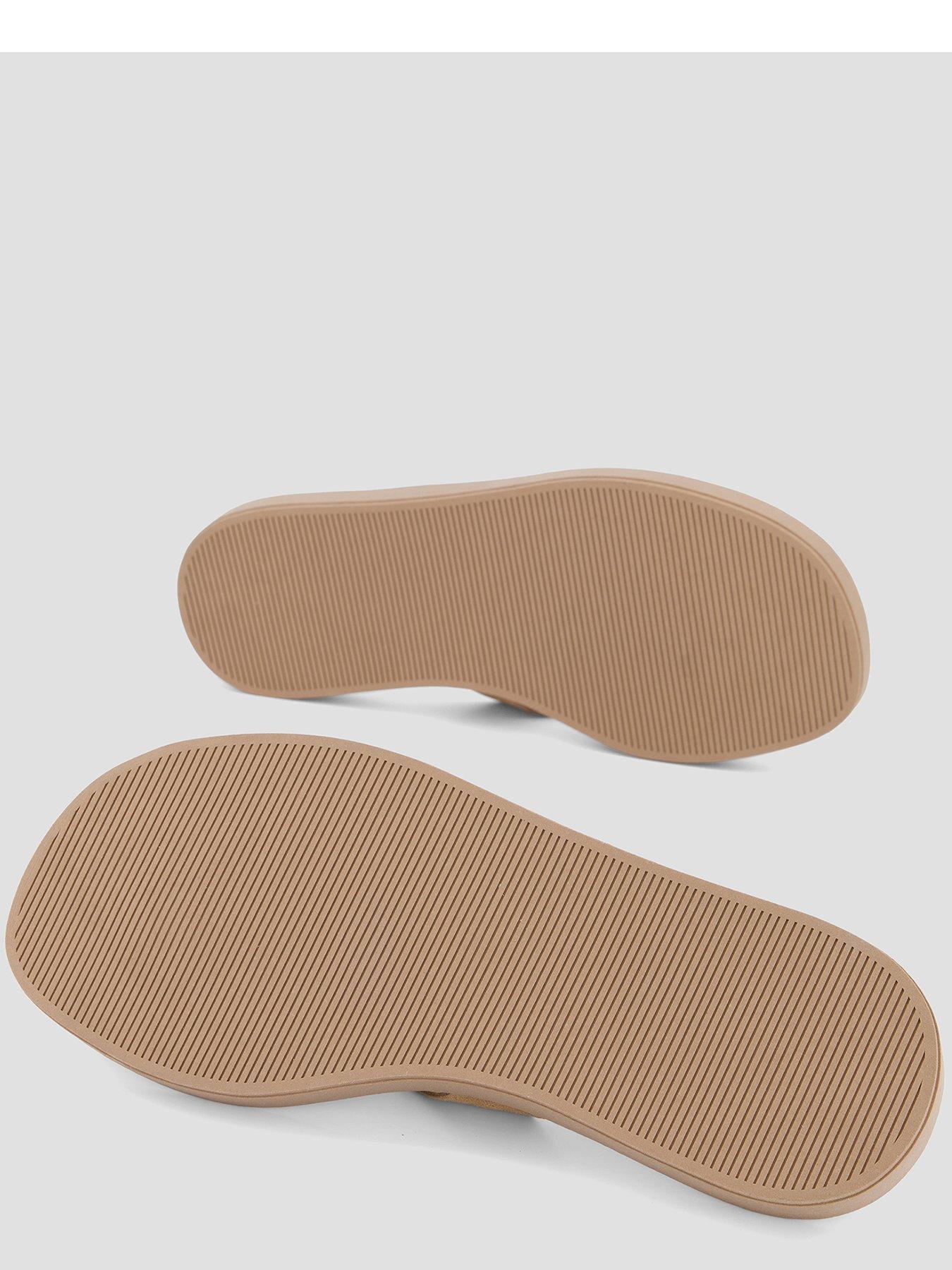 Image 4 of 7 of The Very Collection Leather Thong Flat Sandal - Beige