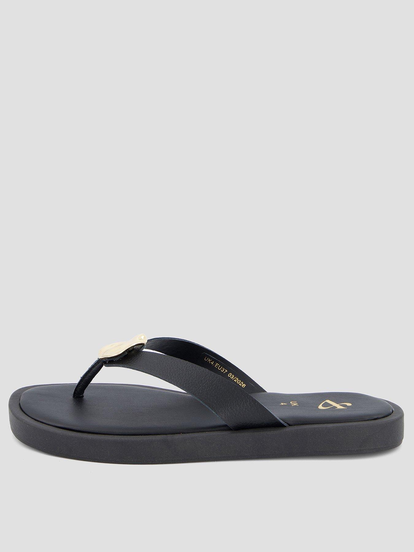 Image 2 of 7 of The Very Collection Leather Thong Flat Sandal - Black