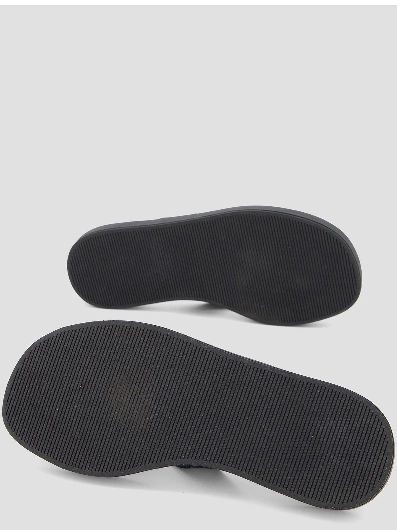 Image 4 of 7 of The Very Collection Leather Thong Flat Sandal - Black