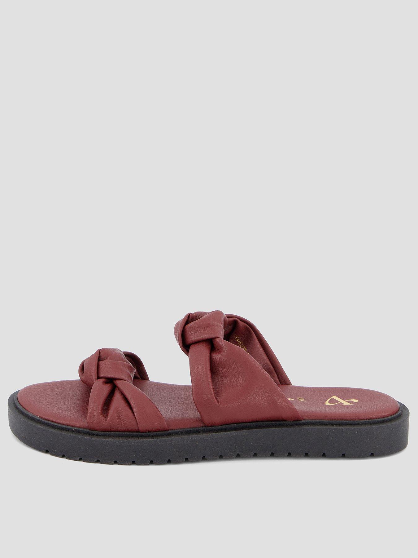 The Very Collection Wide Fit Comfort Knotted Slider Sandal - Burgundy