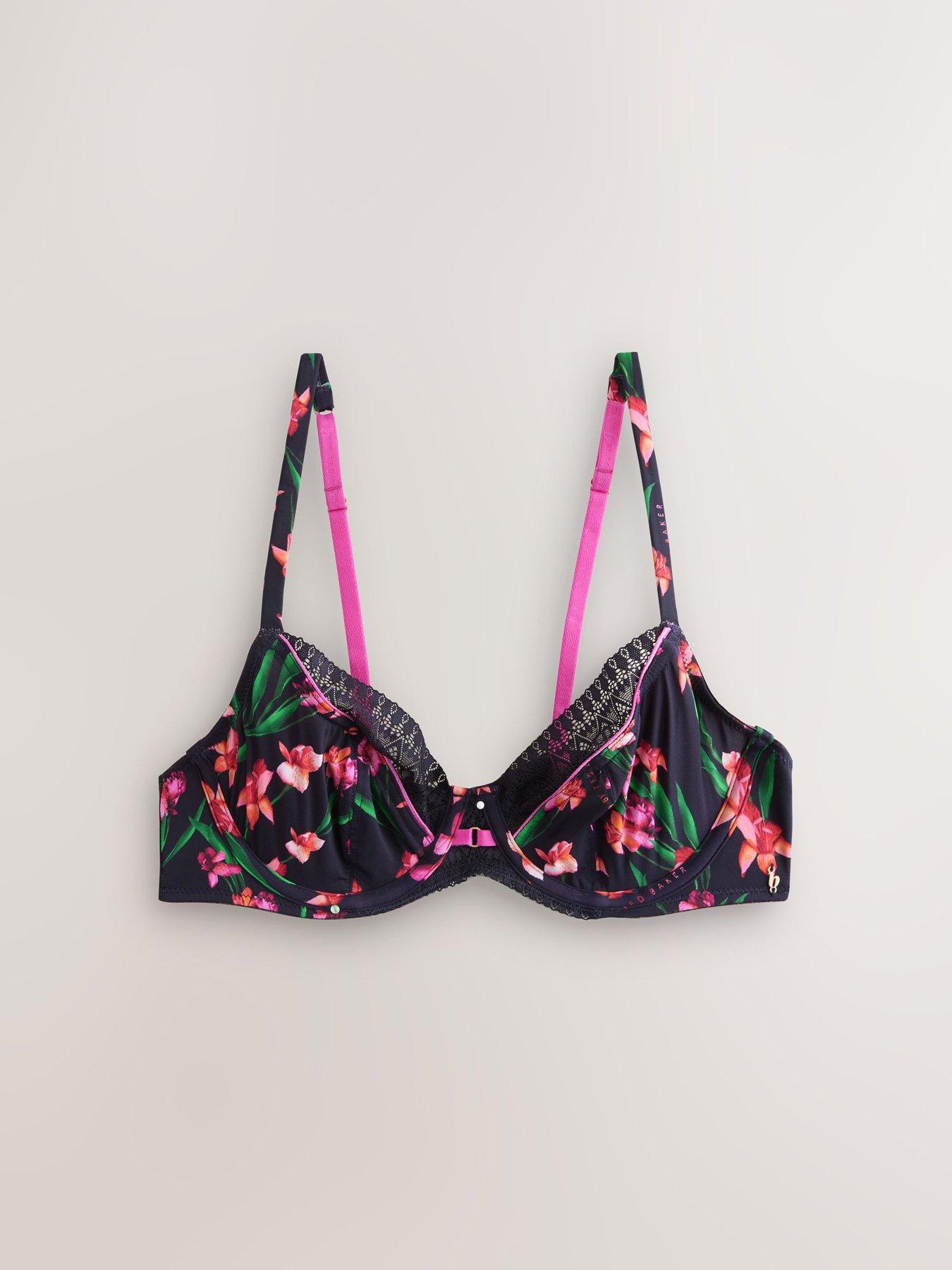 Image 6 of 6 of B By Ted Baker Floral Plunge Lace Detail Bra - Blue