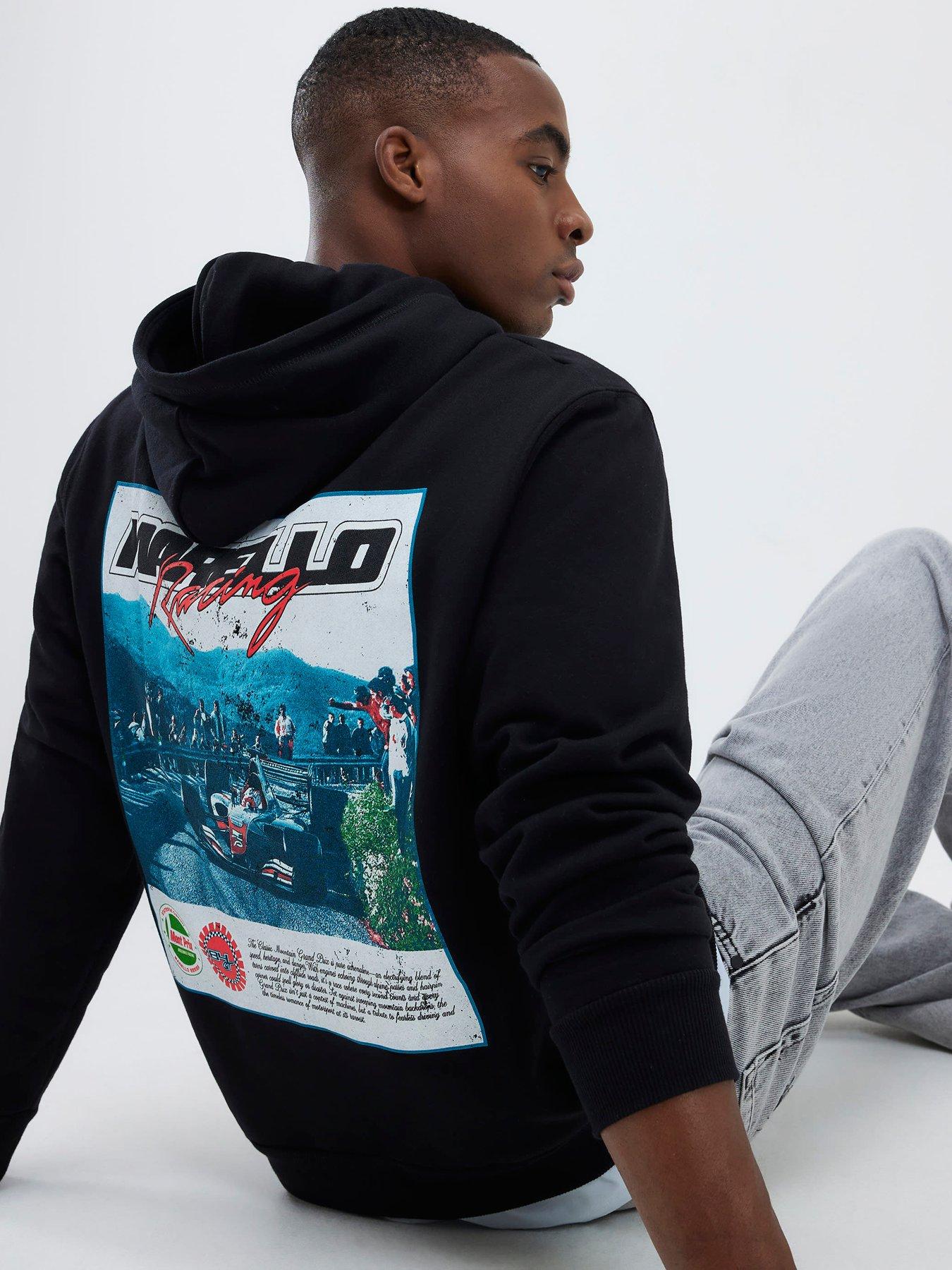 Image 1 of 4 of River Island Marello Racing Graphic Hoodie - Black