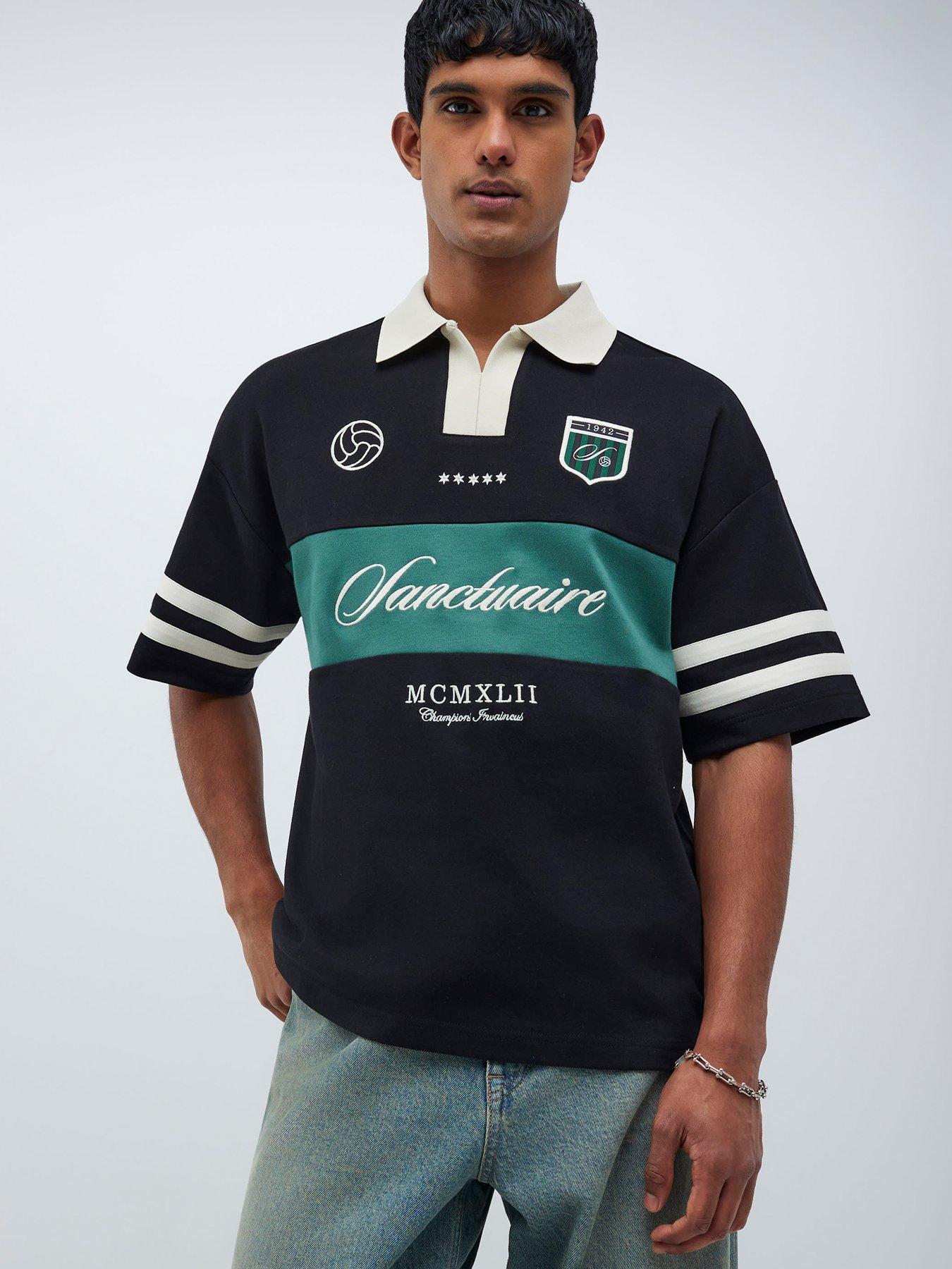 river-island-boxy-blocked-football-short-sleeve-polo-shirt-black