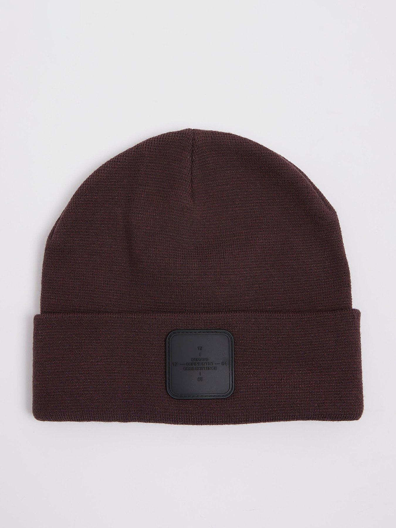 stillFront image of river-island-badge-hat-beanie-hat-brown