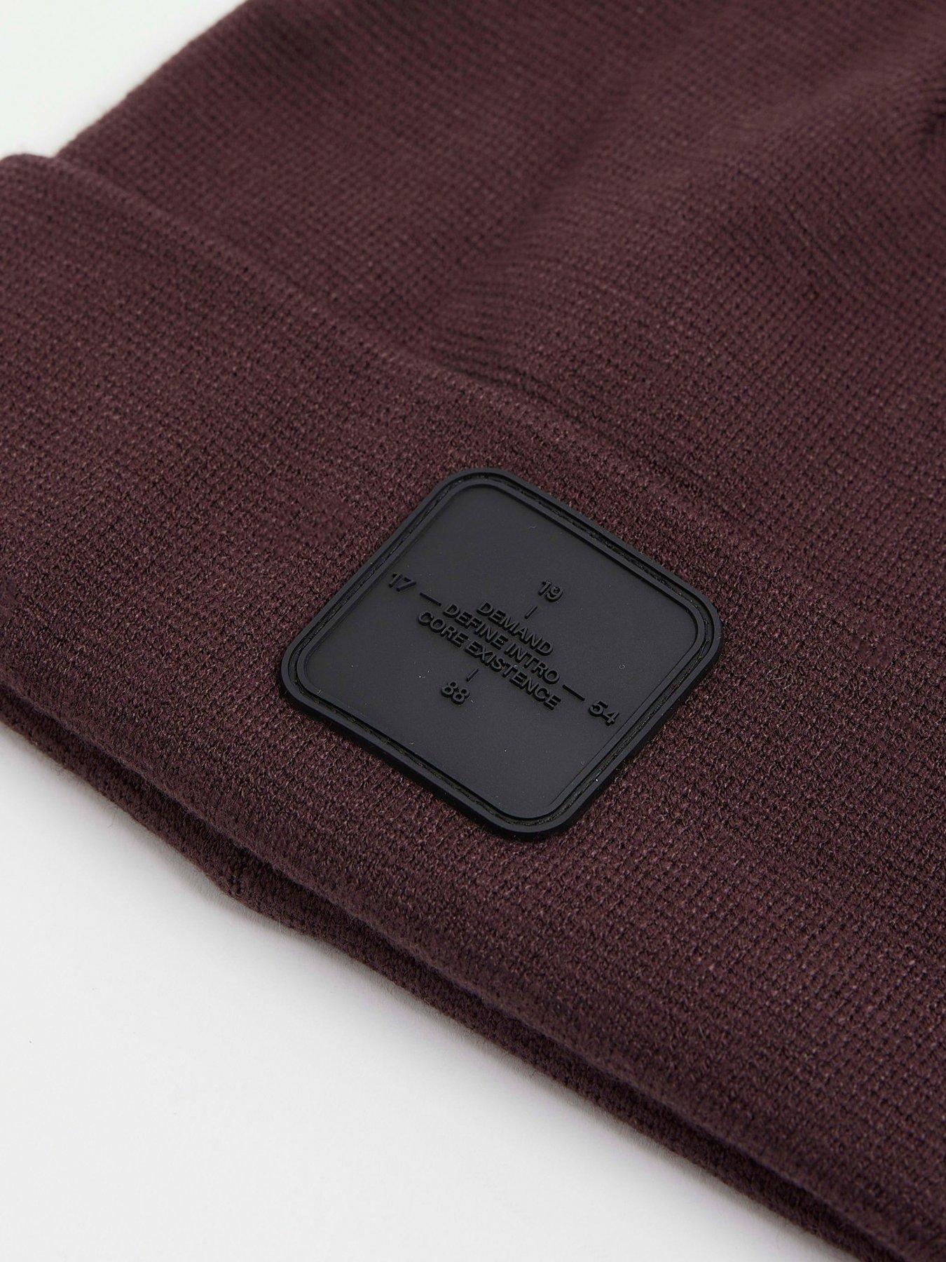  image of river-island-badge-hat-beanie-hat-brown