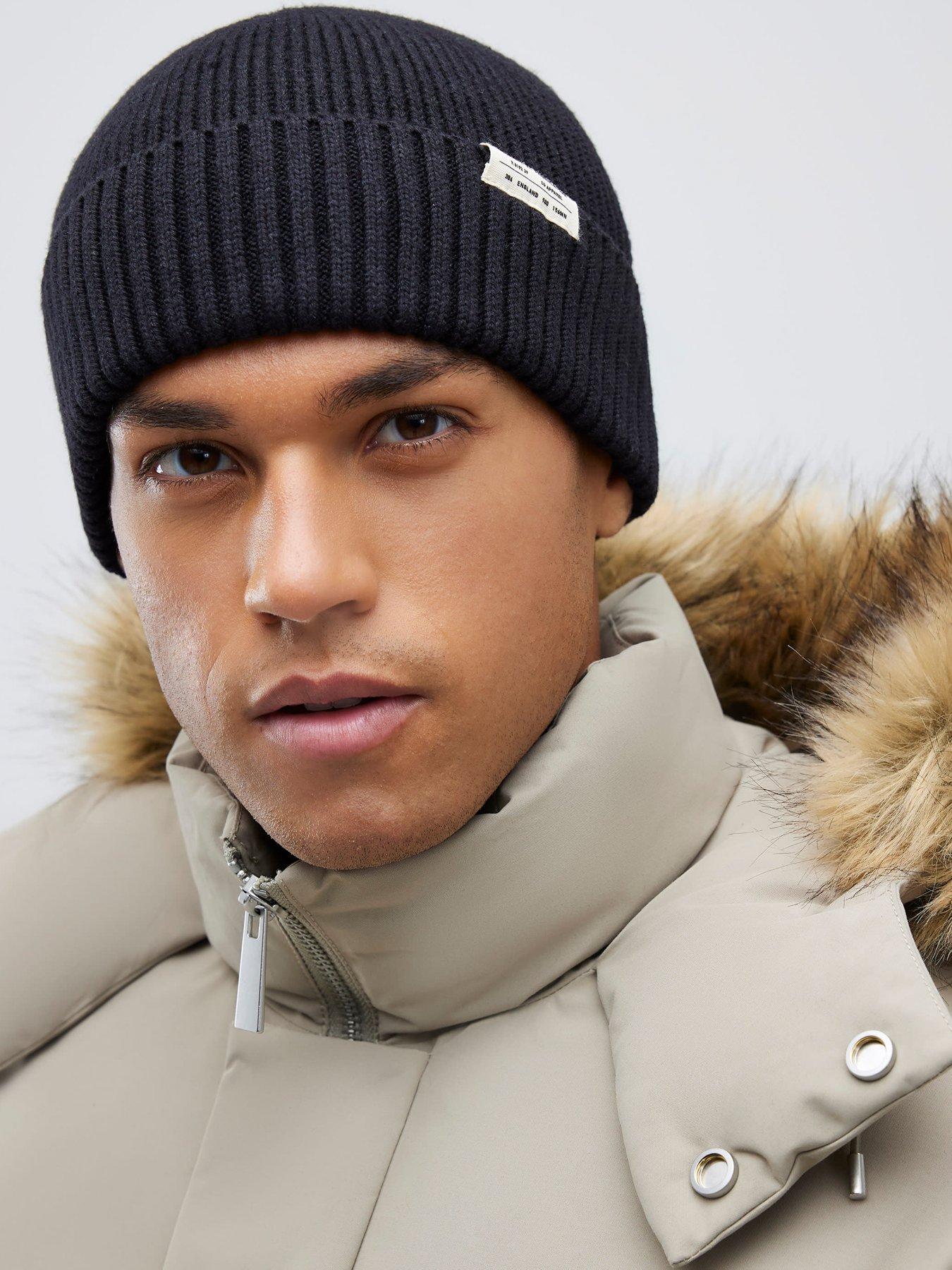 River Island Logo Beanie Hat - Black