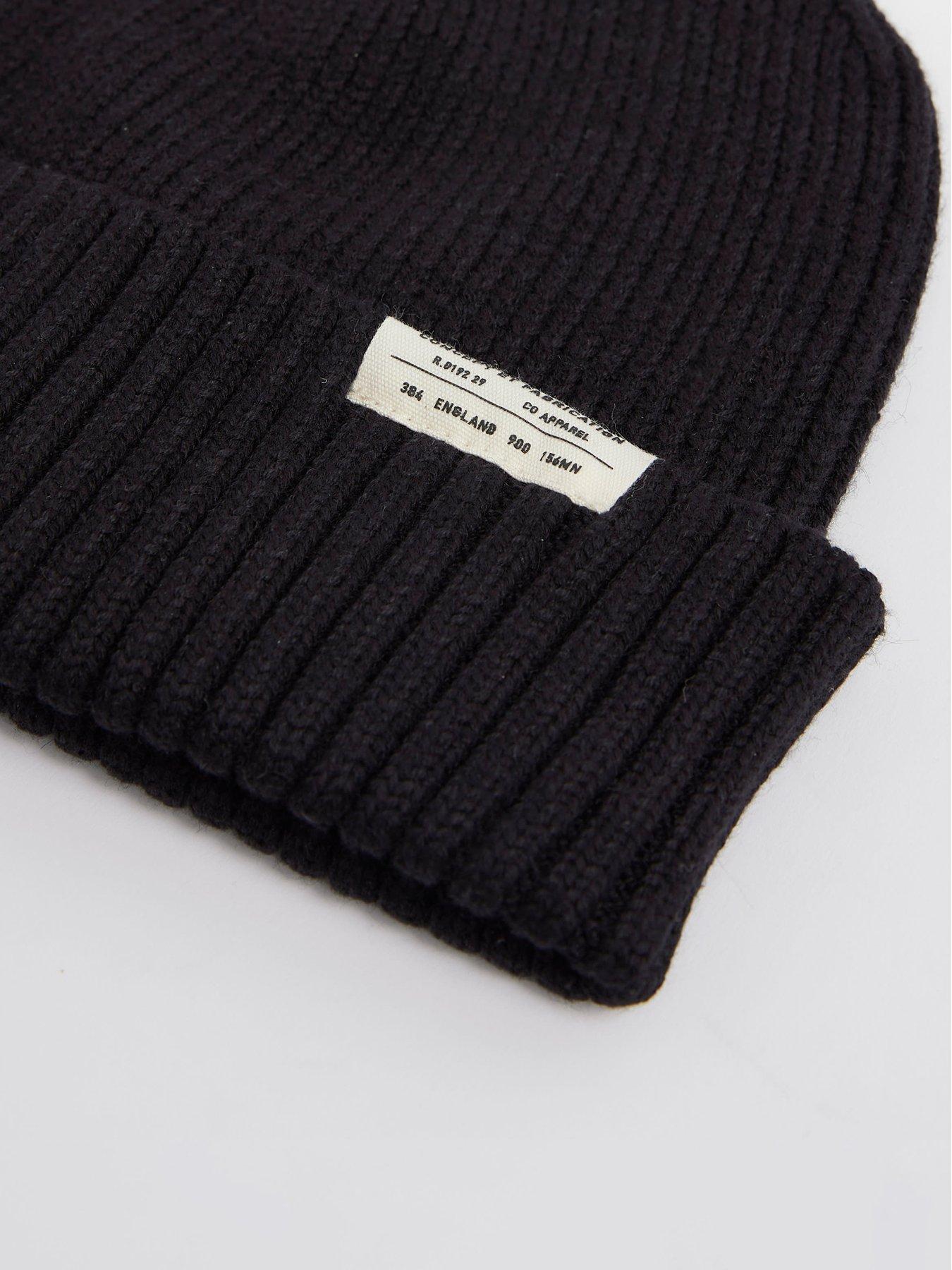  image of river-island-logo-beanie-hat-black