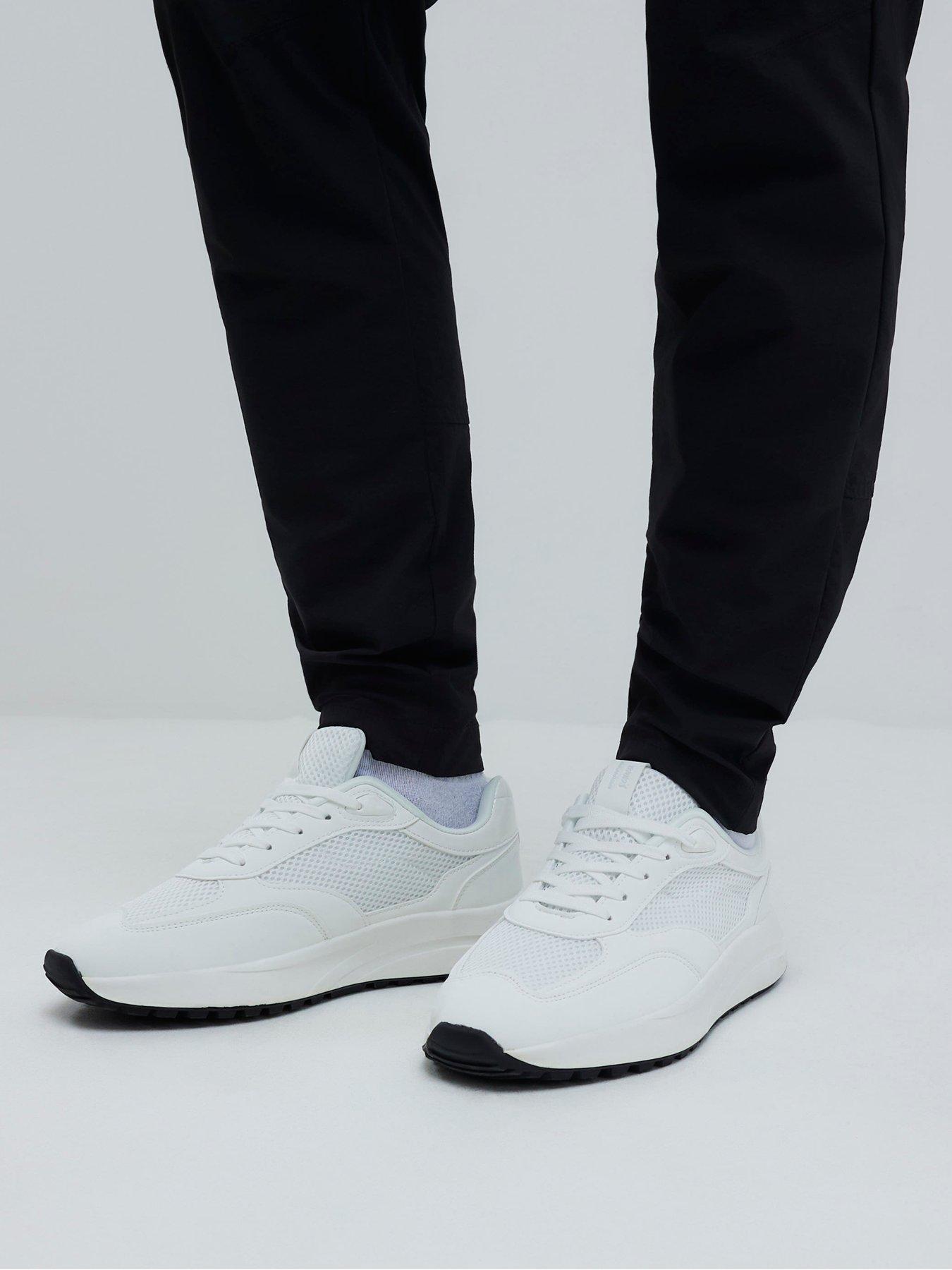 River Island Mixed Texture Trainer - White