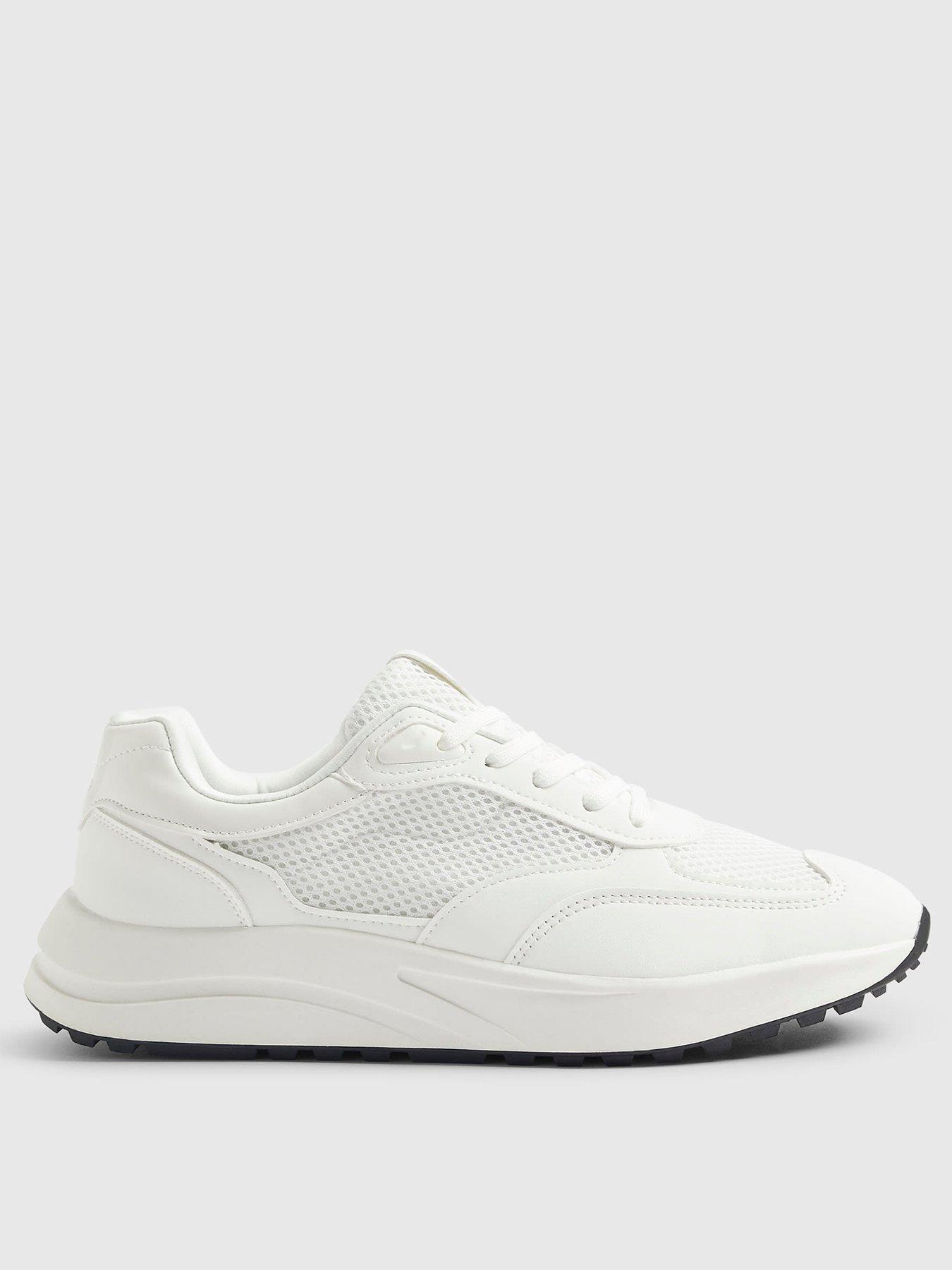 stillFront image of river-island-mixed-texture-trainer-white