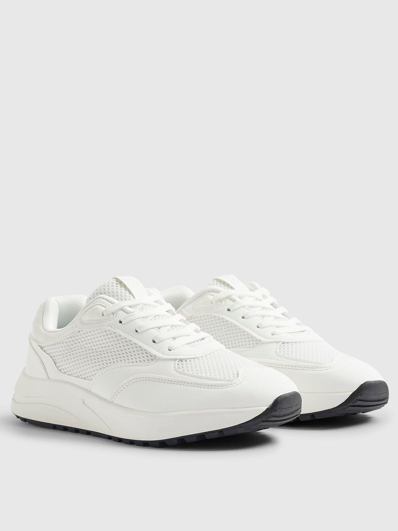  image of river-island-mixed-texture-trainer-white