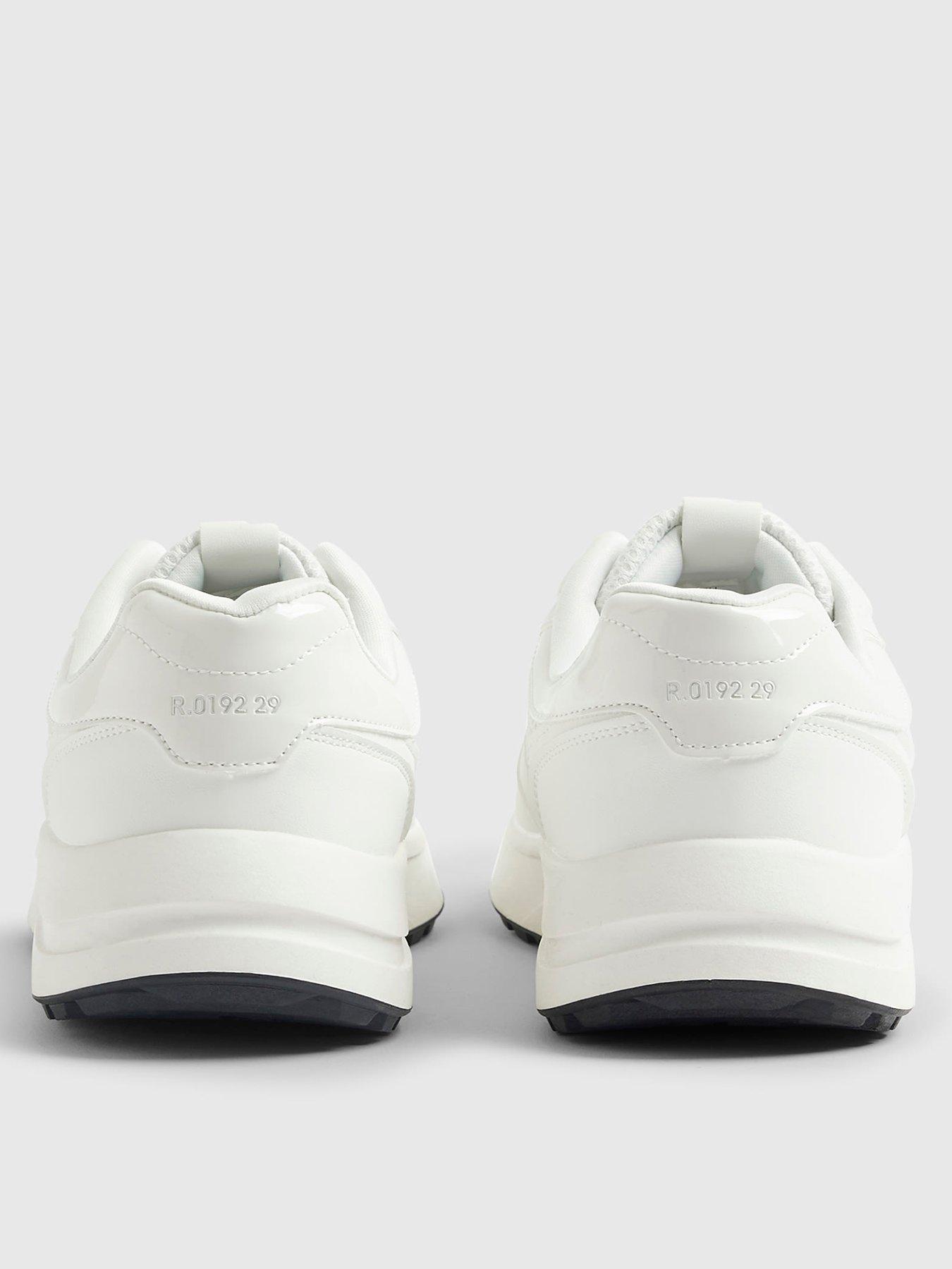  image of river-island-mixed-texture-trainer-white