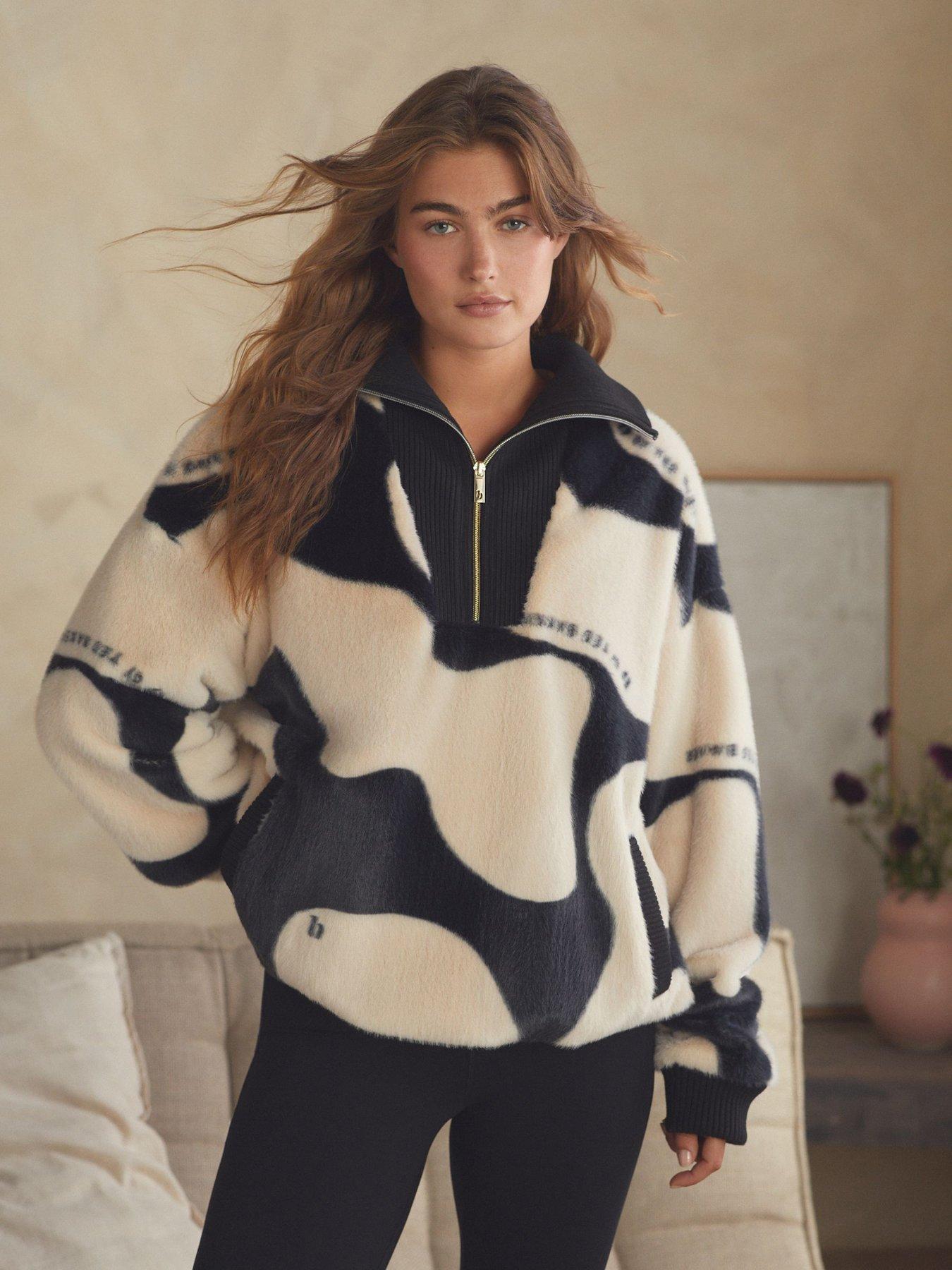 B By Ted Baker Fur Mono Fleece Top - Brown