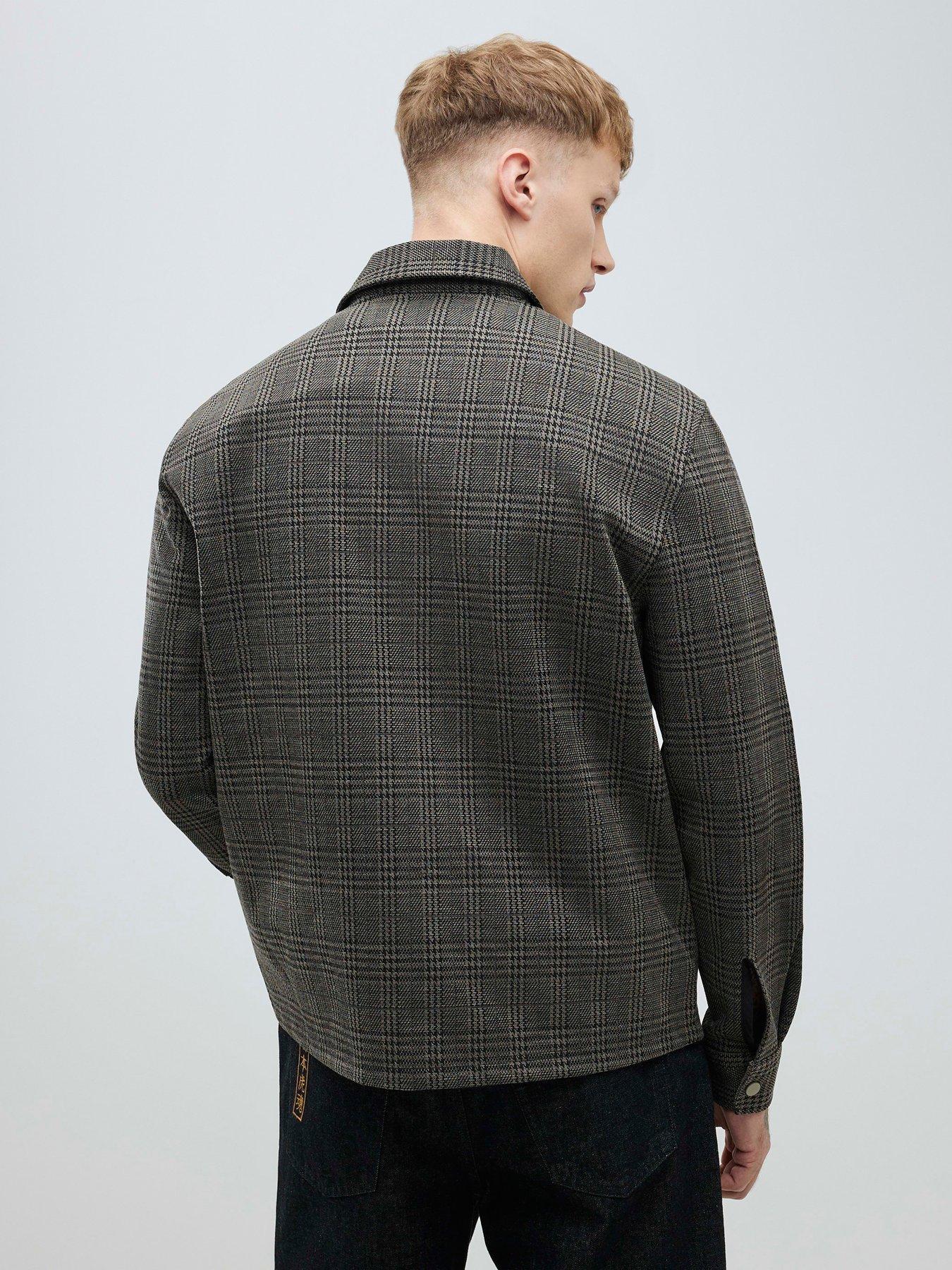  image of river-island-heritage-check-overshirt-brown