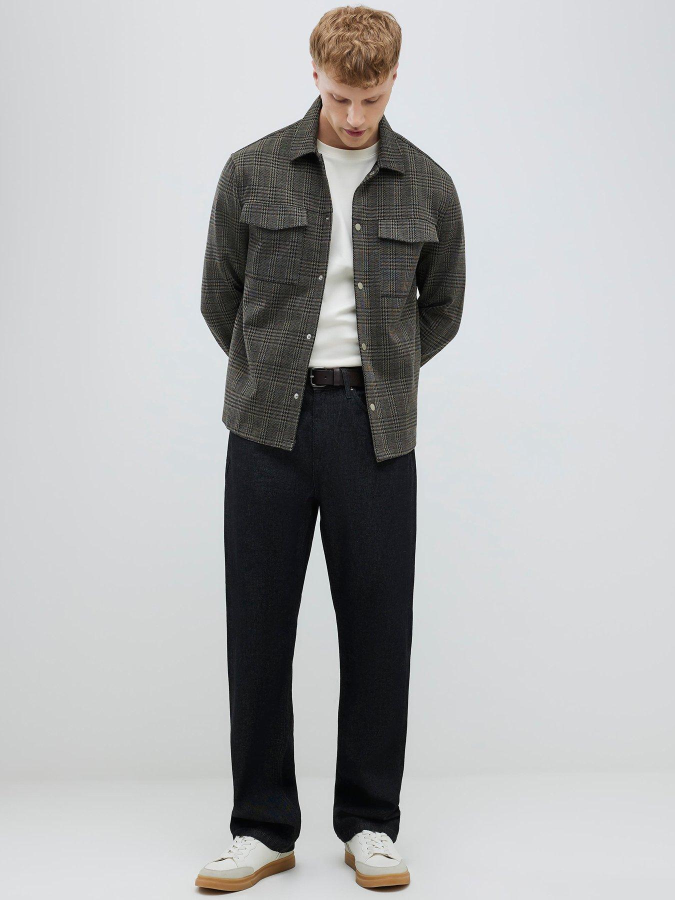  image of river-island-heritage-check-overshirt-brown